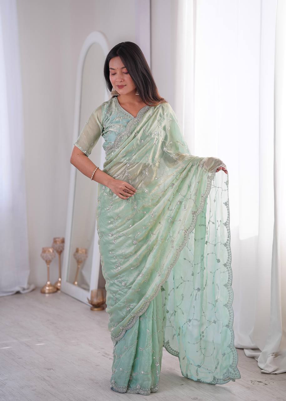 Designer Embroidered Saree for Women | Party Wear Lightweight Saree with Elegant Border | Festive & Wedding Collection