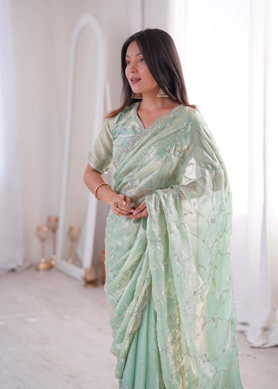 Designer Embroidered Saree for Women | Party Wear Lightweight Saree with Elegant Border | Festive & Wedding Collection