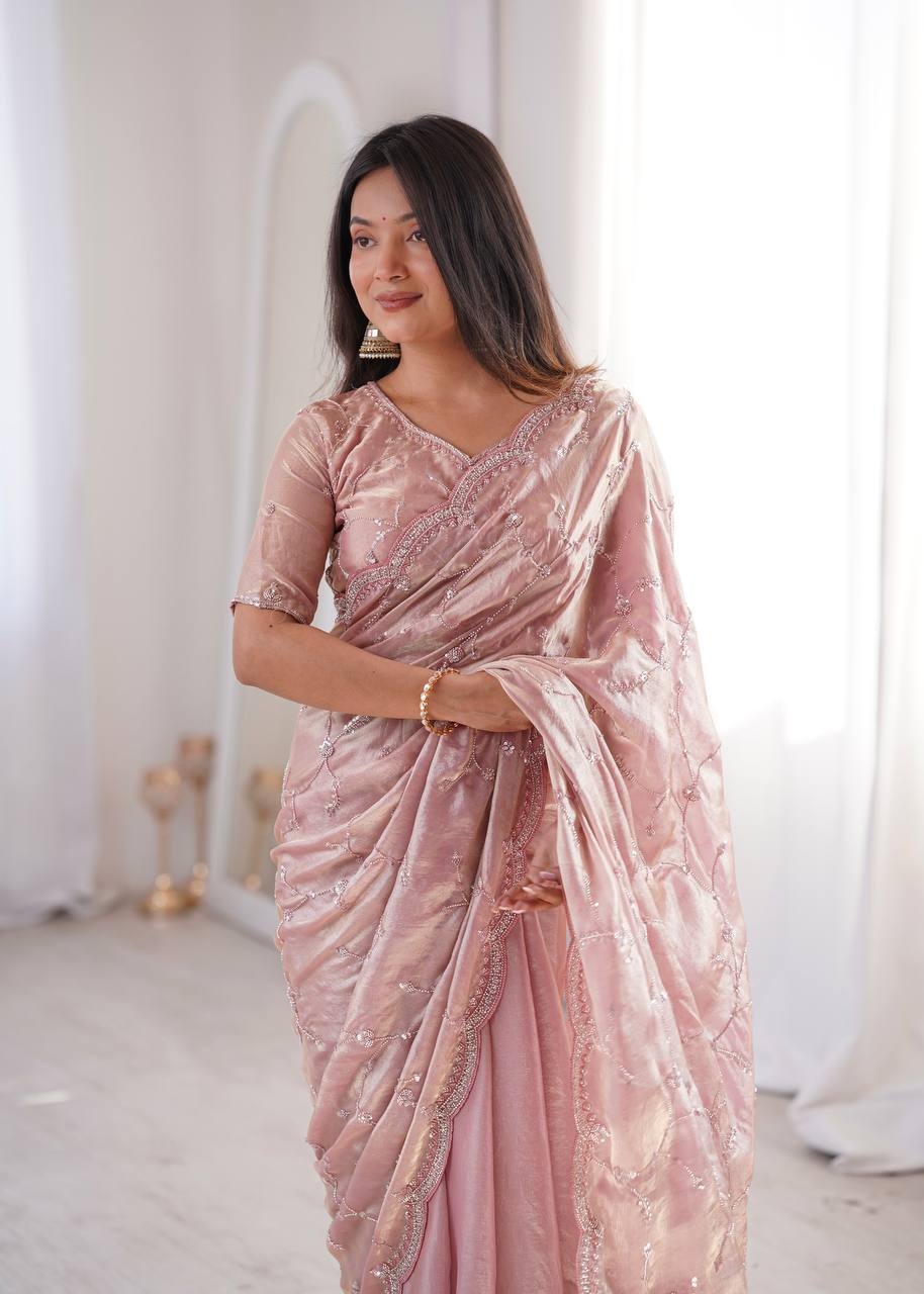 Designer Embroidered Saree for Women | Party Wear Lightweight Saree with Elegant Border | Festive & Wedding Collection