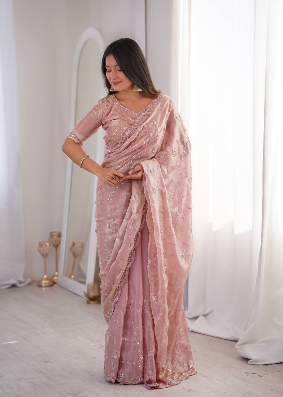 Designer Embroidered Saree for Women | Party Wear Lightweight Saree with Elegant Border | Festive & Wedding Collection