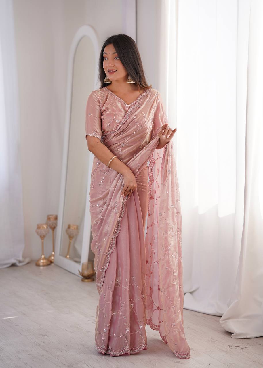 Designer Embroidered Saree for Women | Party Wear Lightweight Saree with Elegant Border | Festive & Wedding Collection