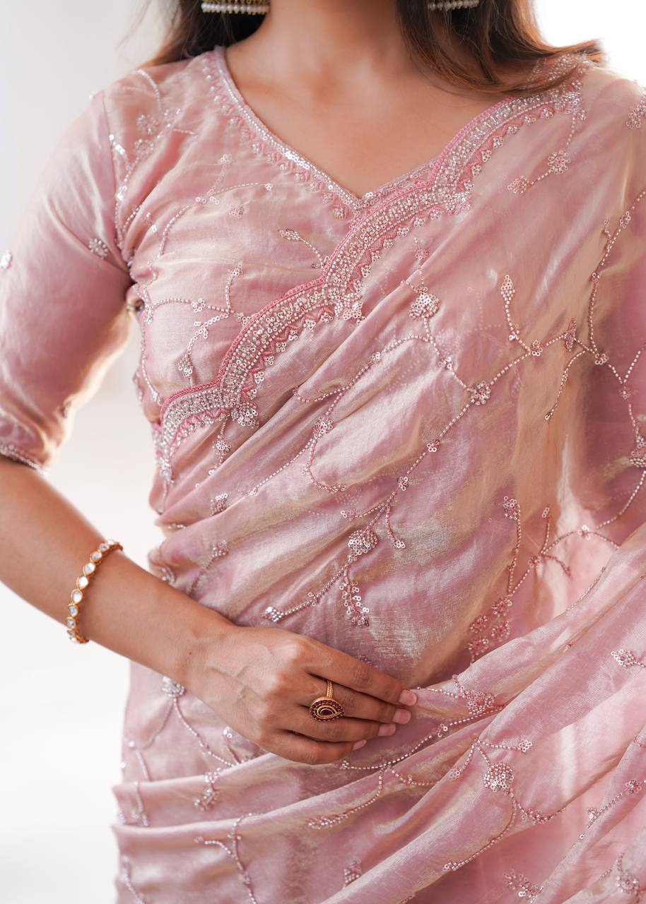 Designer Embroidered Saree for Women | Party Wear Lightweight Saree with Elegant Border | Festive & Wedding Collection