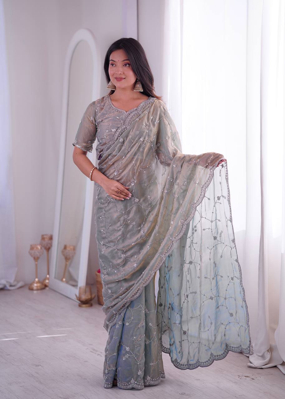 Designer Embroidered Saree for Women | Party Wear Lightweight Saree with Elegant Border | Festive & Wedding Collection