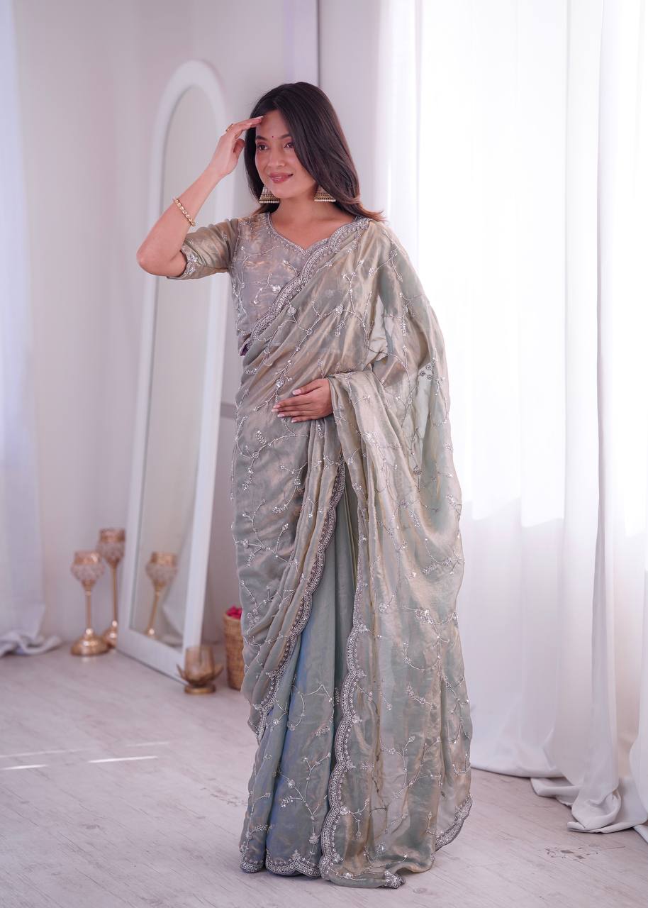 Designer Embroidered Saree for Women | Party Wear Lightweight Saree with Elegant Border | Festive & Wedding Collection