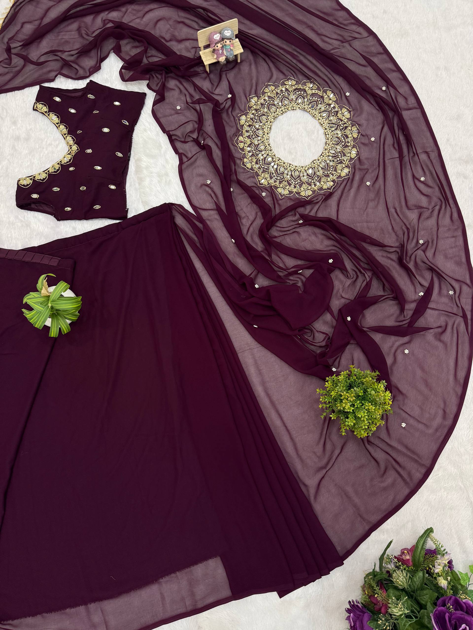 Elegant Kaftan Style Ready-to-Wear Saree with Heavy Embroidered Neck – Premium Party Wear