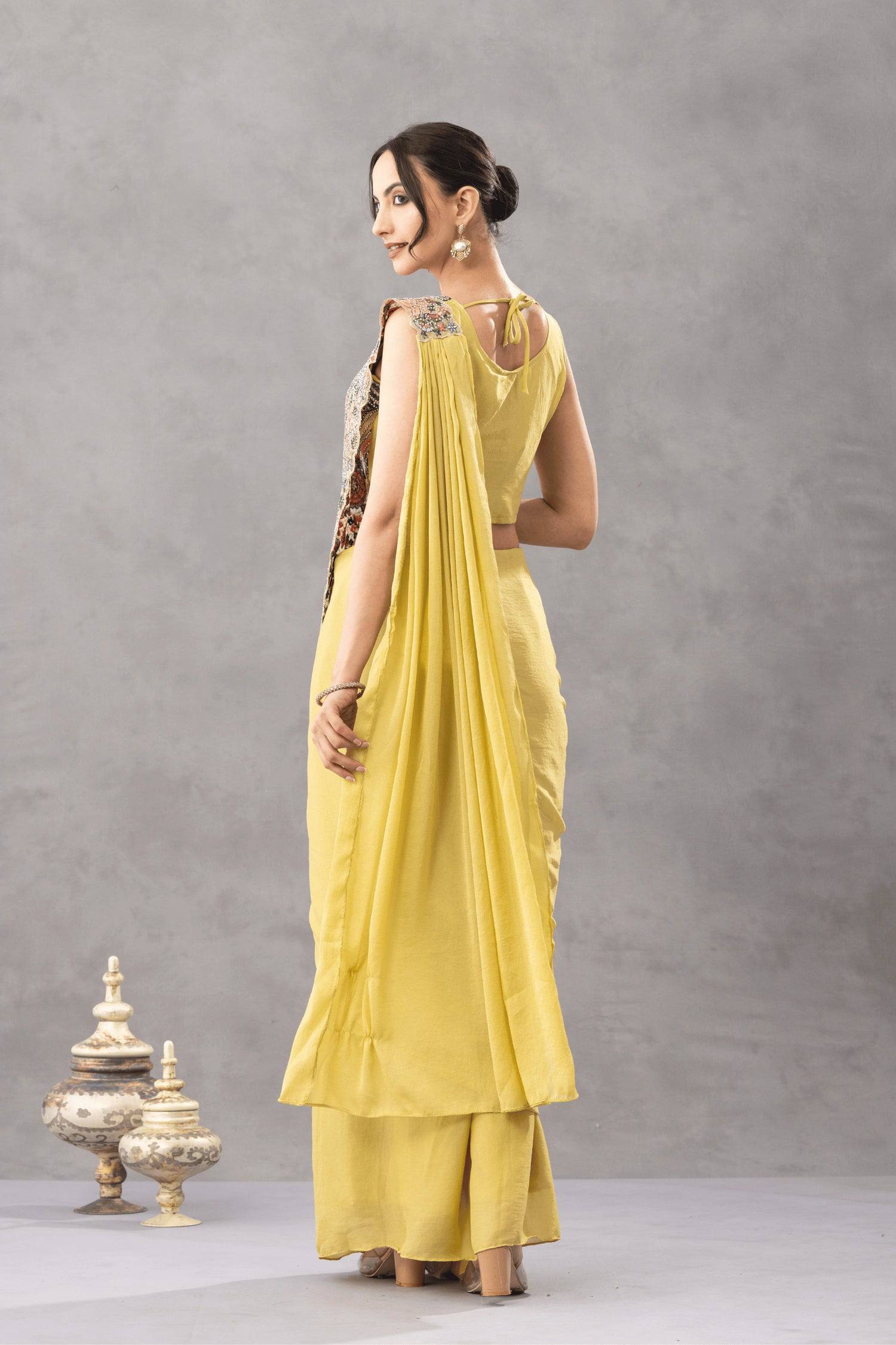 Elegant Ready Saree with Floral Embroidery Blouse – Festive & Wedding Wear
