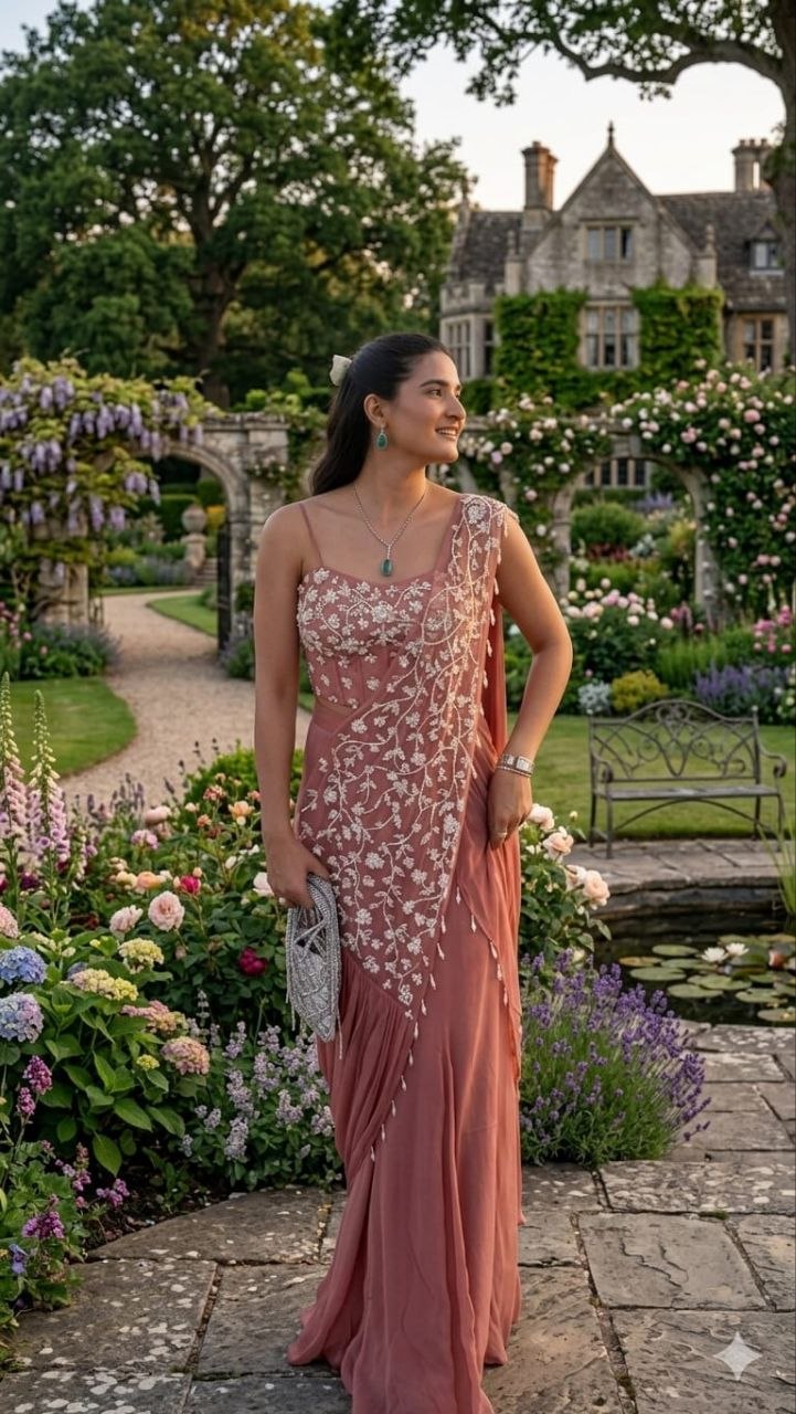 Elegant Pink Embroidered Saree for Women – Wedding & Party Look Ready To Wear