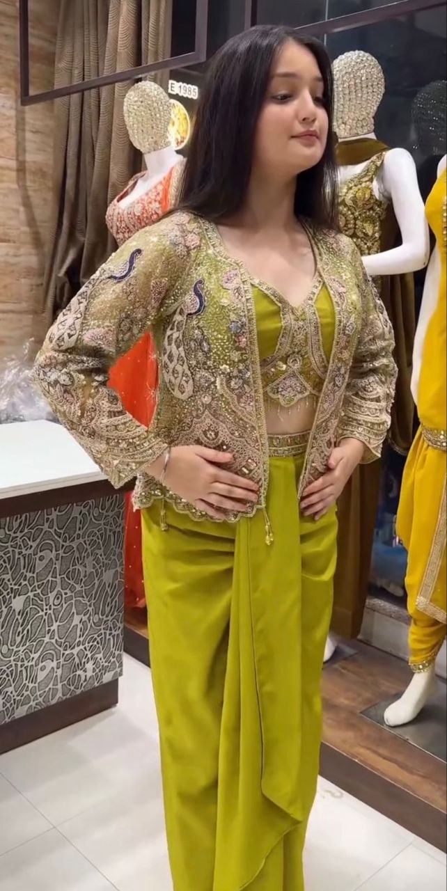 New Super Trending Party Wear Koti with dhoti style Lehenga