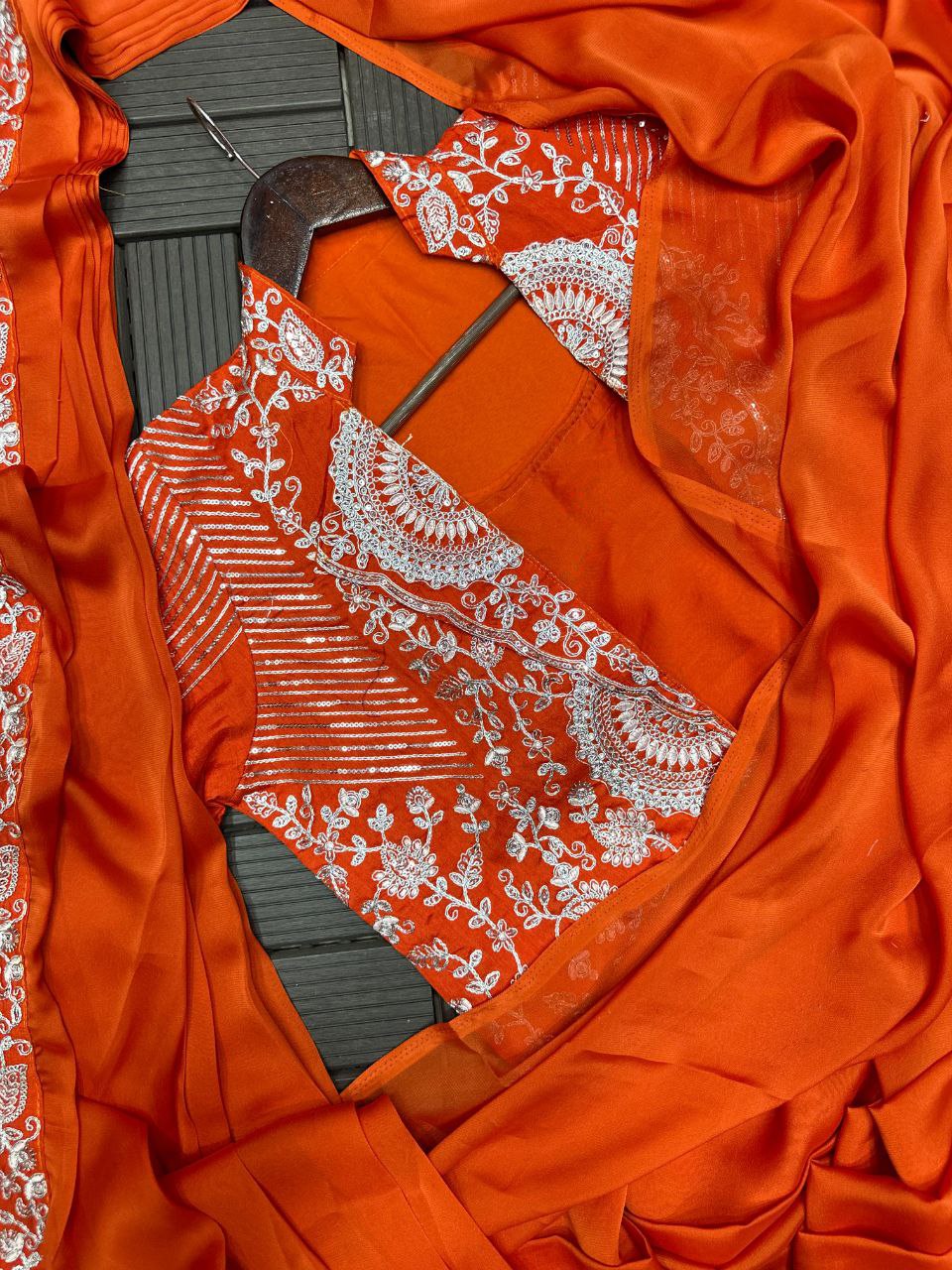 Premium Ready-To-Wear Saree with Embroidered Jacket – Trendy Collection