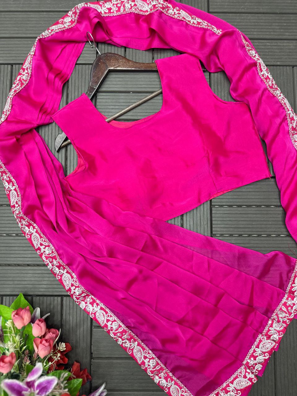 Premium Ready-To-Wear Saree with Embroidered Jacket – Trendy Collection