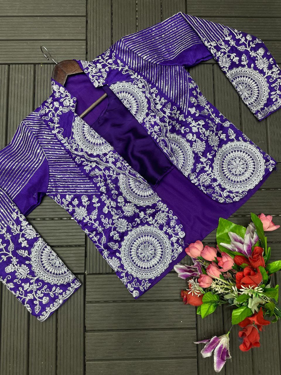 Premium Ready-To-Wear Saree with Embroidered Jacket – Trendy Collection