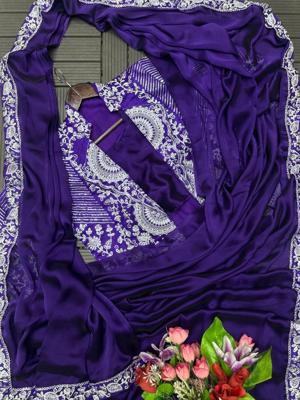 Premium Ready-To-Wear Saree with Embroidered Jacket – Trendy Collection