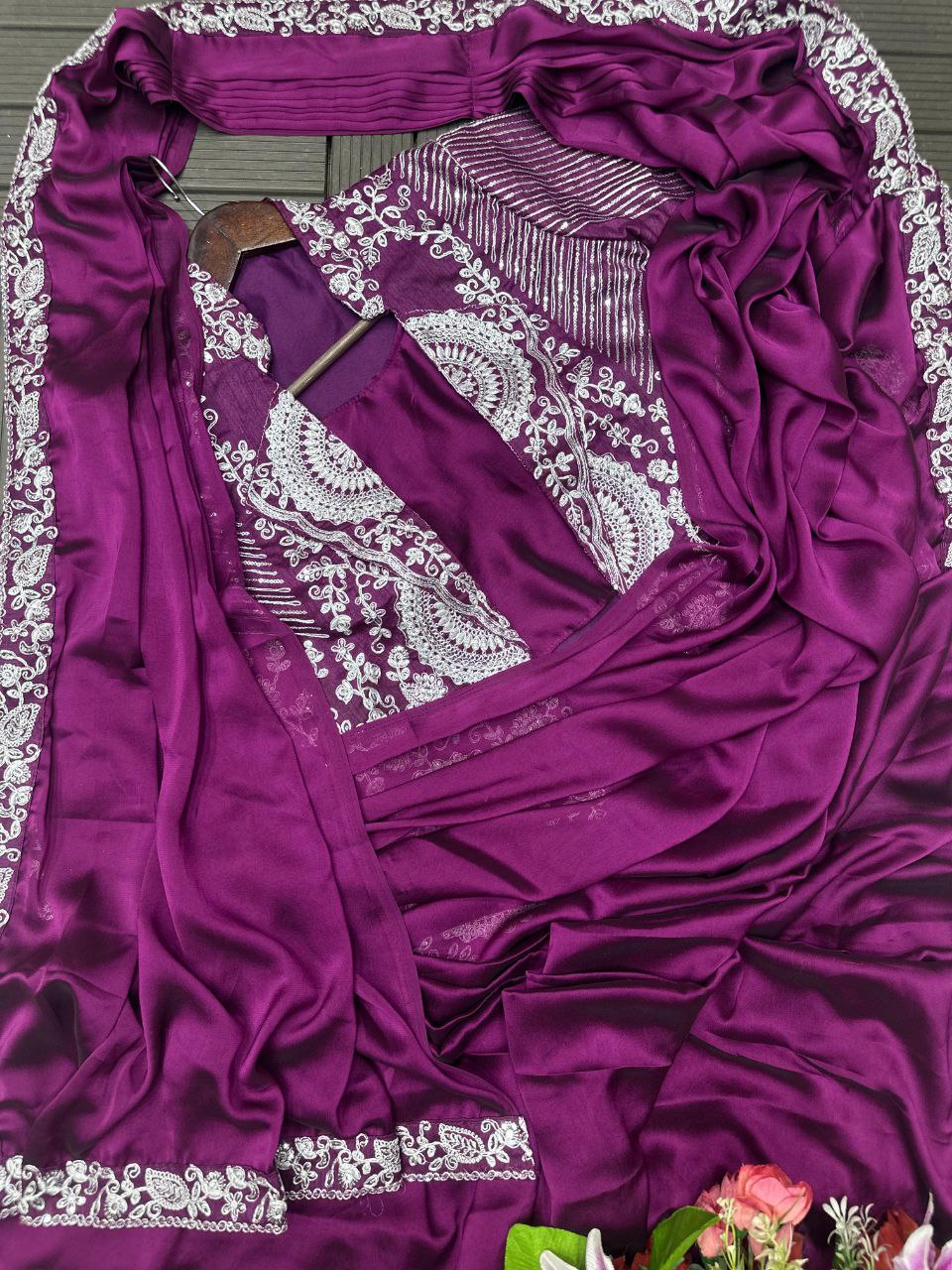Premium Ready-To-Wear Saree with Embroidered Jacket – Trendy Collection