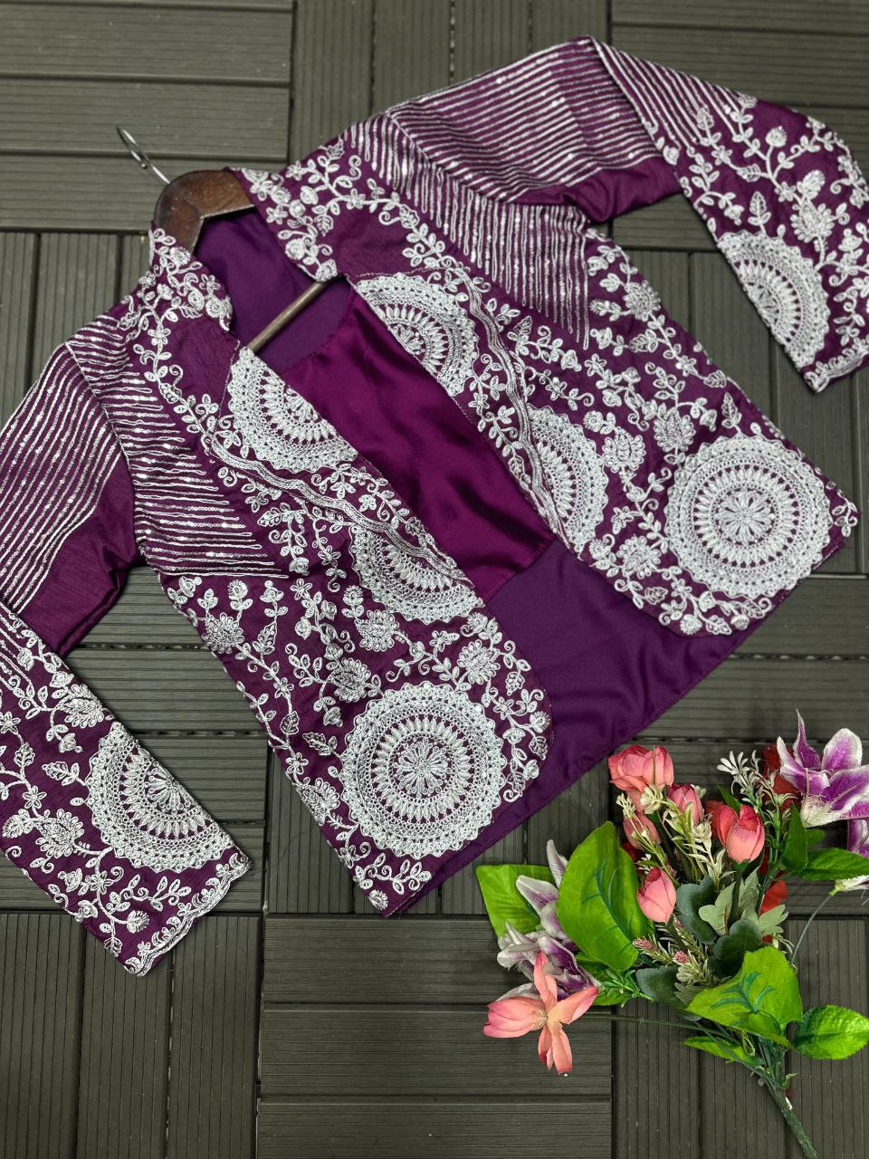 Premium Ready-To-Wear Saree with Embroidered Jacket – Trendy Collection