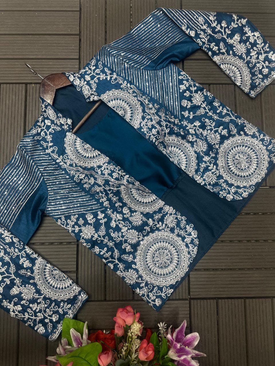 Premium Ready-To-Wear Saree with Embroidered Jacket – Trendy Collection