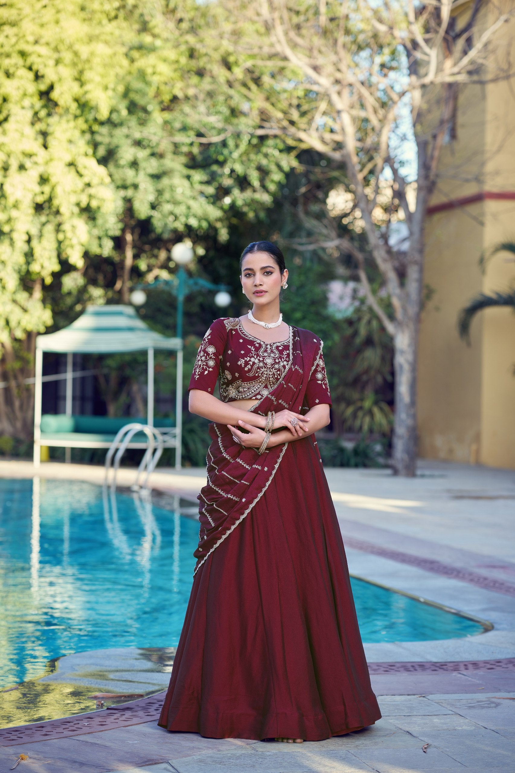 Women's Designer Ready to Wear Lehenga Saree | Heavy Sequins & Zari Embroidered Party Wear Ethnic Wear | Wedding, Reception & Festive Collection