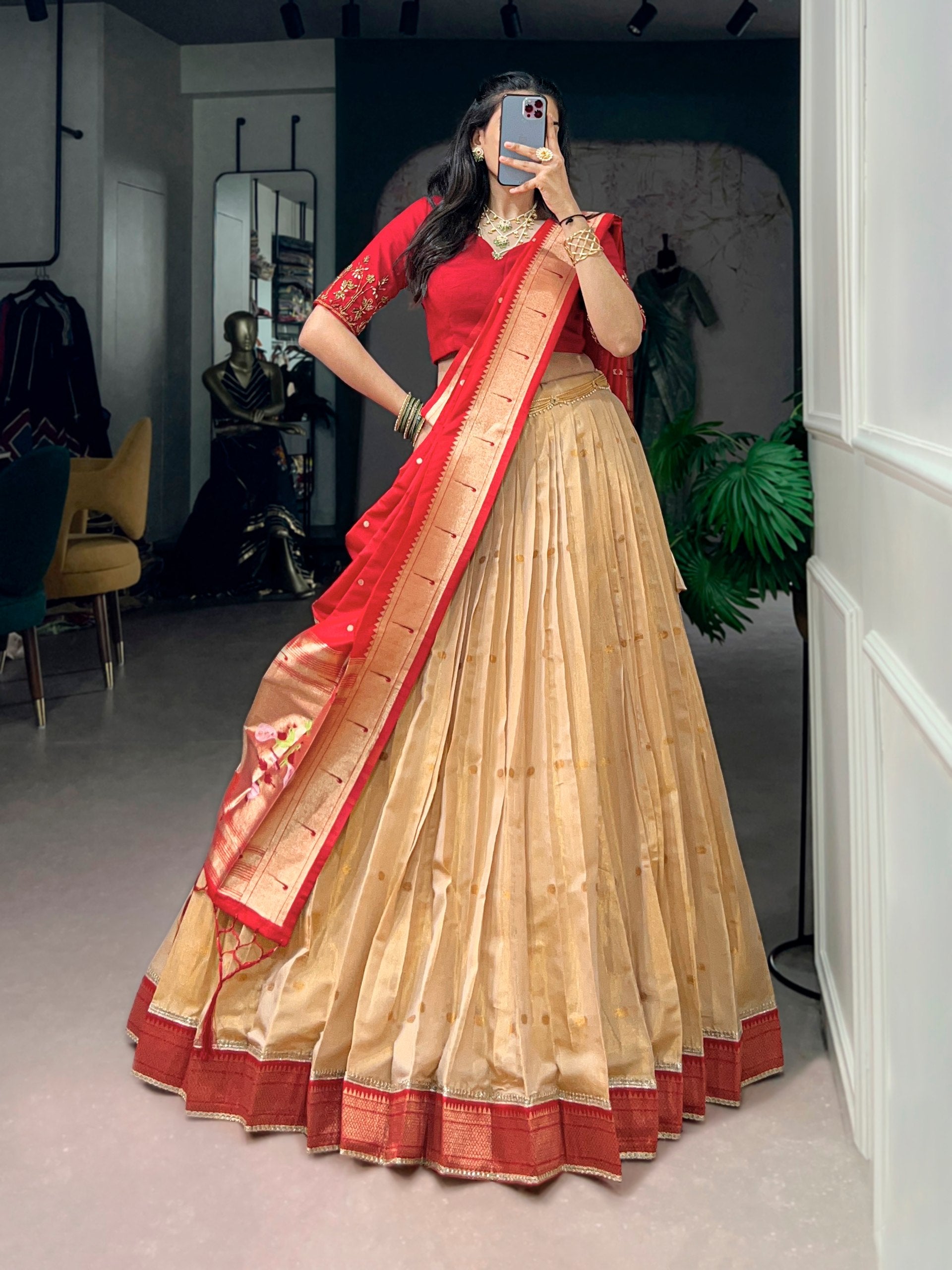 Women's Paithani Silk Lehenga Choli with Dupatta | Traditional Zari Woven Designer Wedding, Festive & Party Wear
