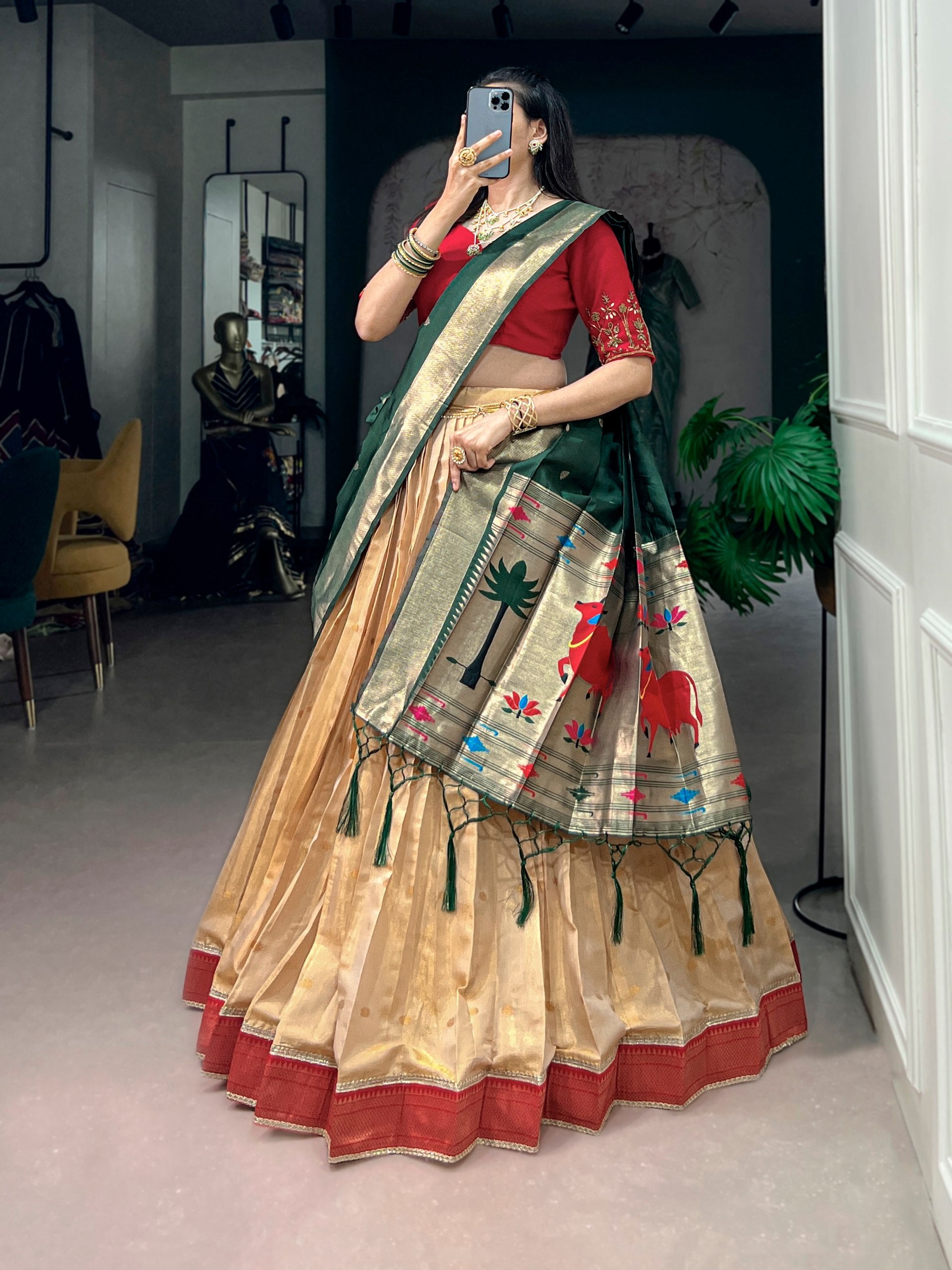 Women's Paithani Silk Lehenga Choli with Dupatta | Traditional Zari Woven Designer Wedding, Festive & Party Wear