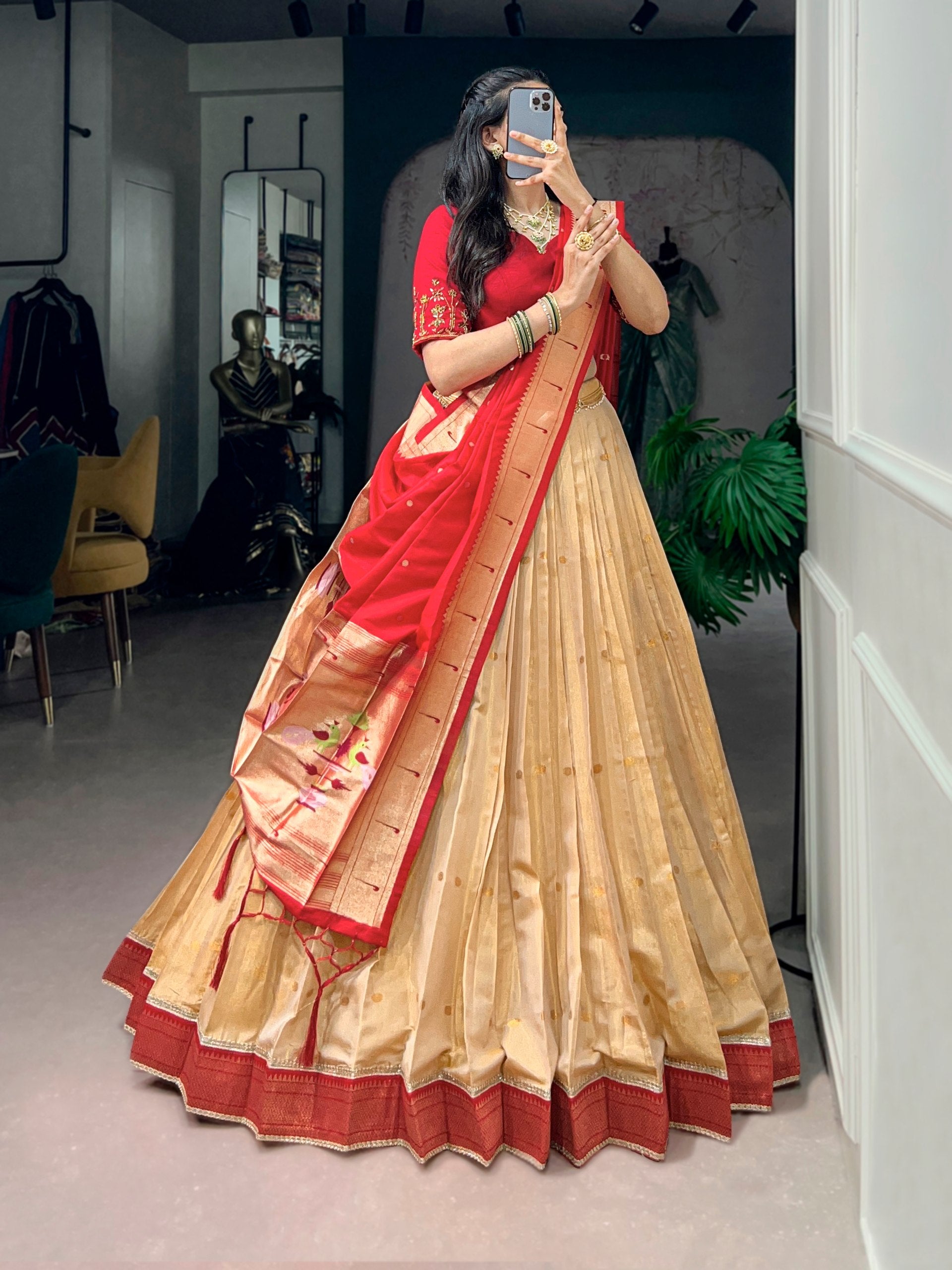 Women's Paithani Silk Lehenga Choli with Dupatta | Traditional Zari Woven Designer Wedding, Festive & Party Wear