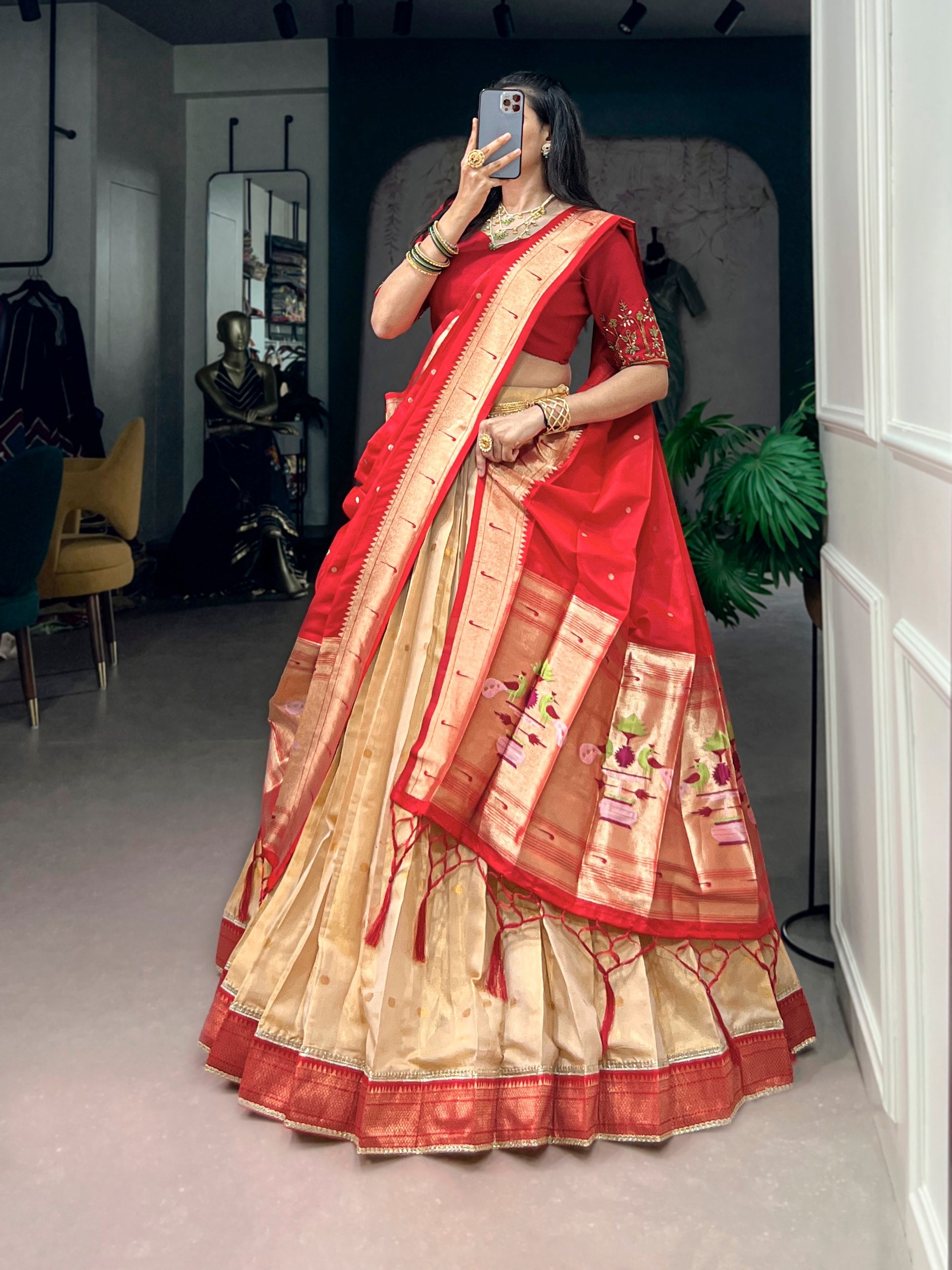 Women's Paithani Silk Lehenga Choli with Dupatta | Traditional Zari Woven Designer Wedding, Festive & Party Wear