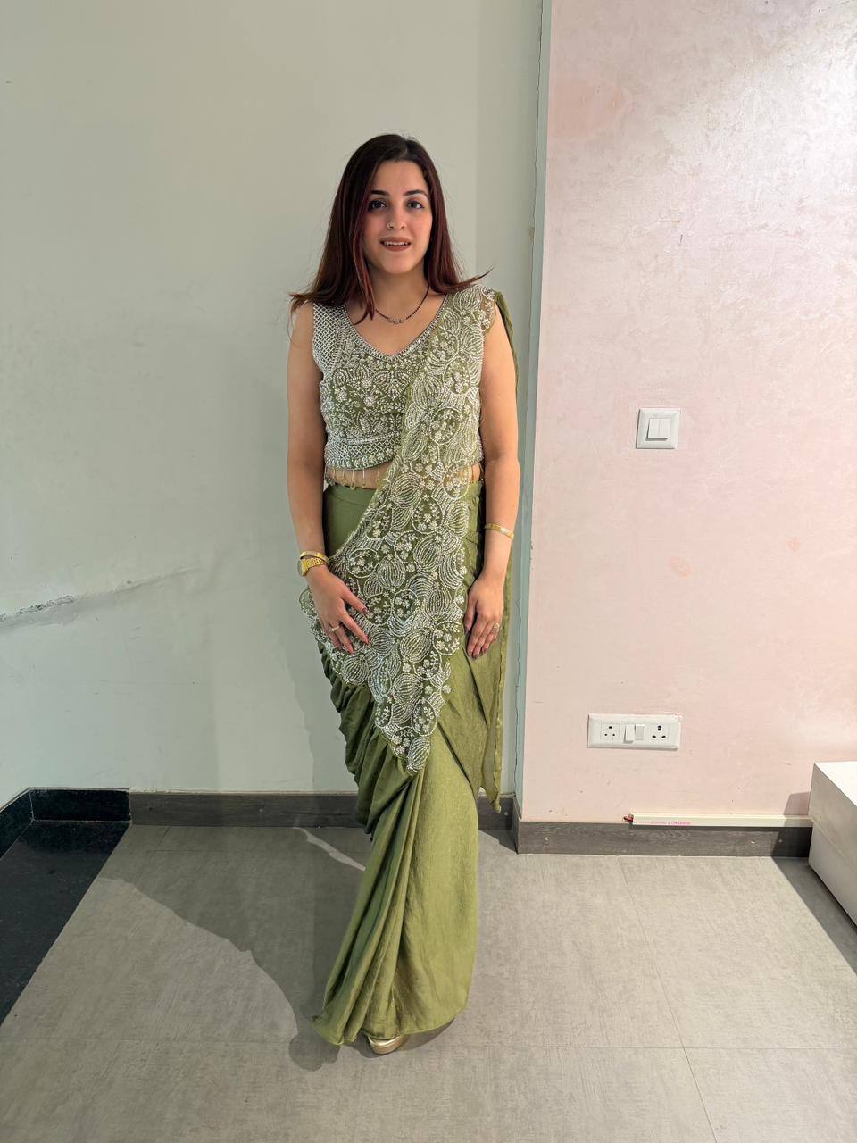 Designer Ready-to-Wear Saree with Heavy Embroidered Blouse – Elegant Party Wear