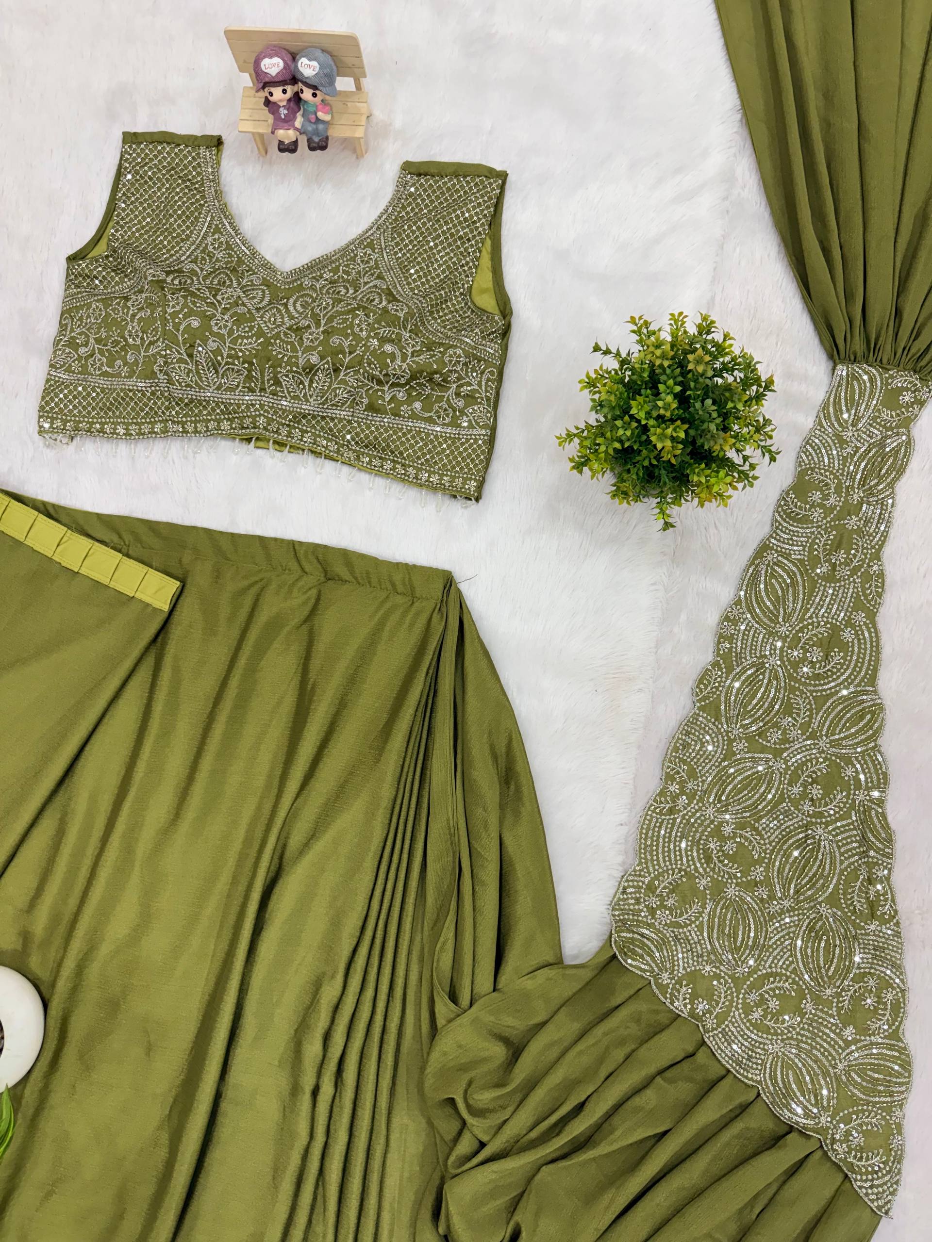 Designer Ready-to-Wear Saree with Heavy Embroidered Blouse – Elegant Party Wear