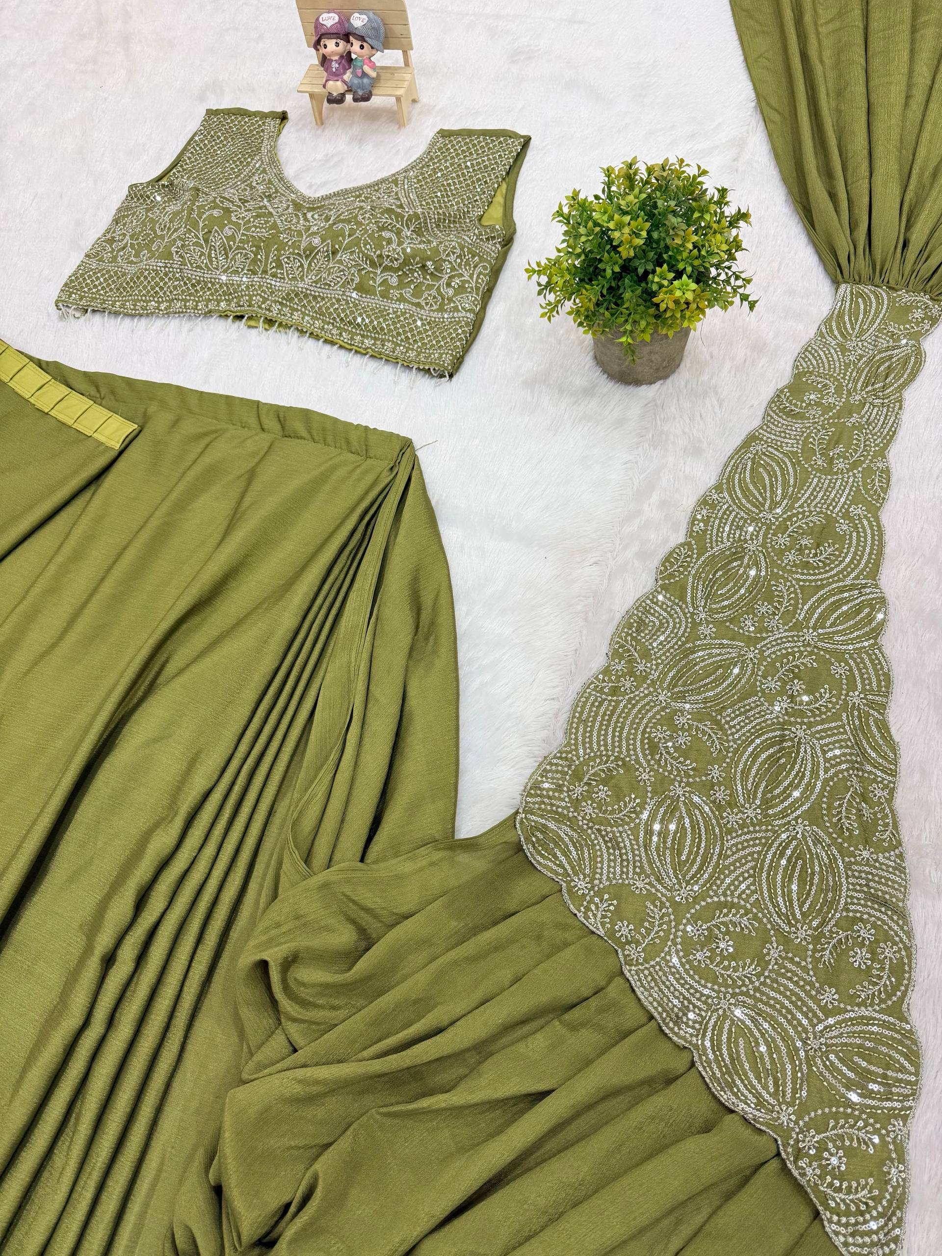Designer Ready-to-Wear Saree with Heavy Embroidered Blouse – Elegant Party Wear