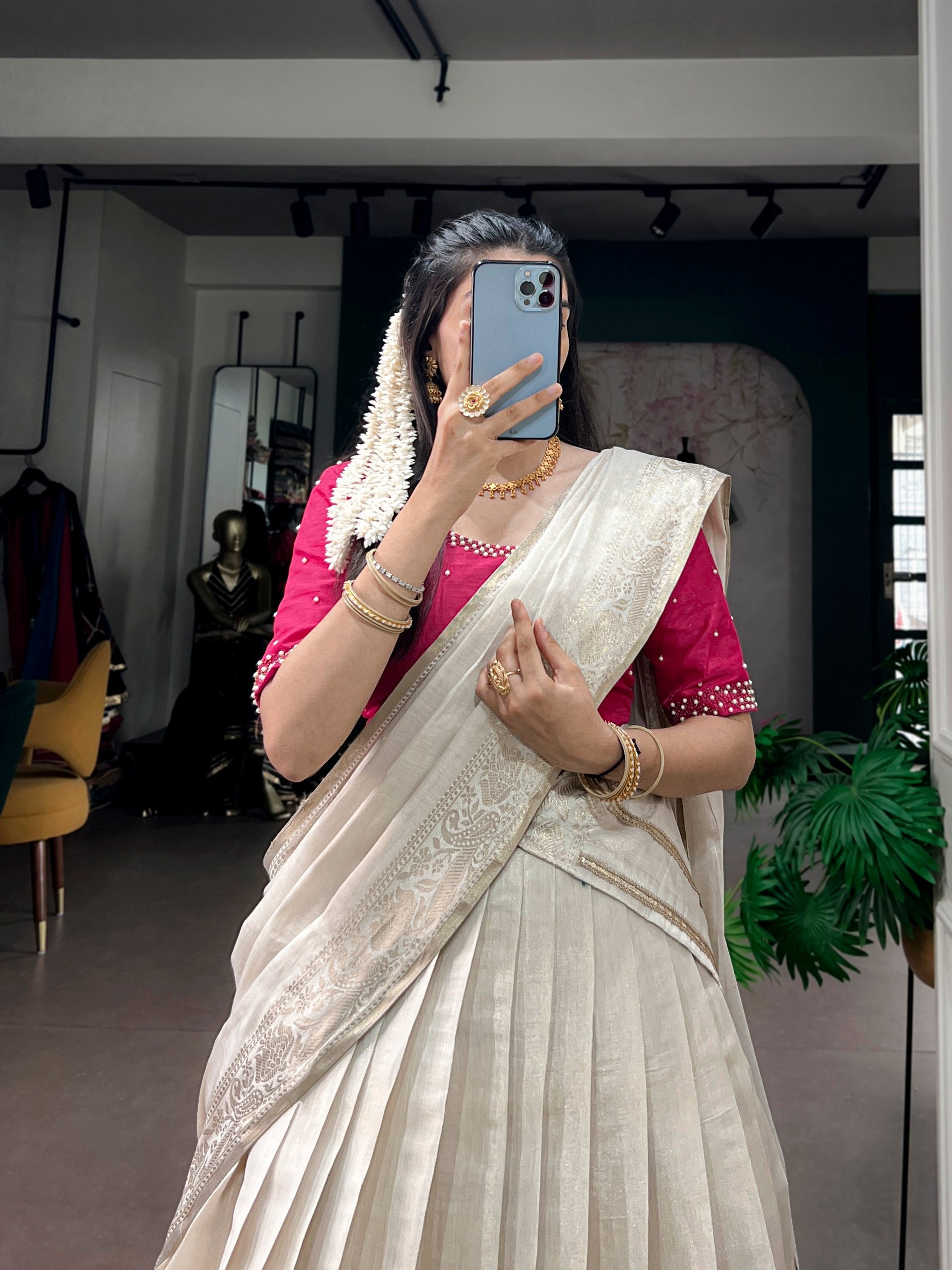 Women's Premium Dola Silk Ready to Wear Lehenga Saree | Zari Woven Border Designer Ethnic Wear | Wedding, Festive & Party Wear