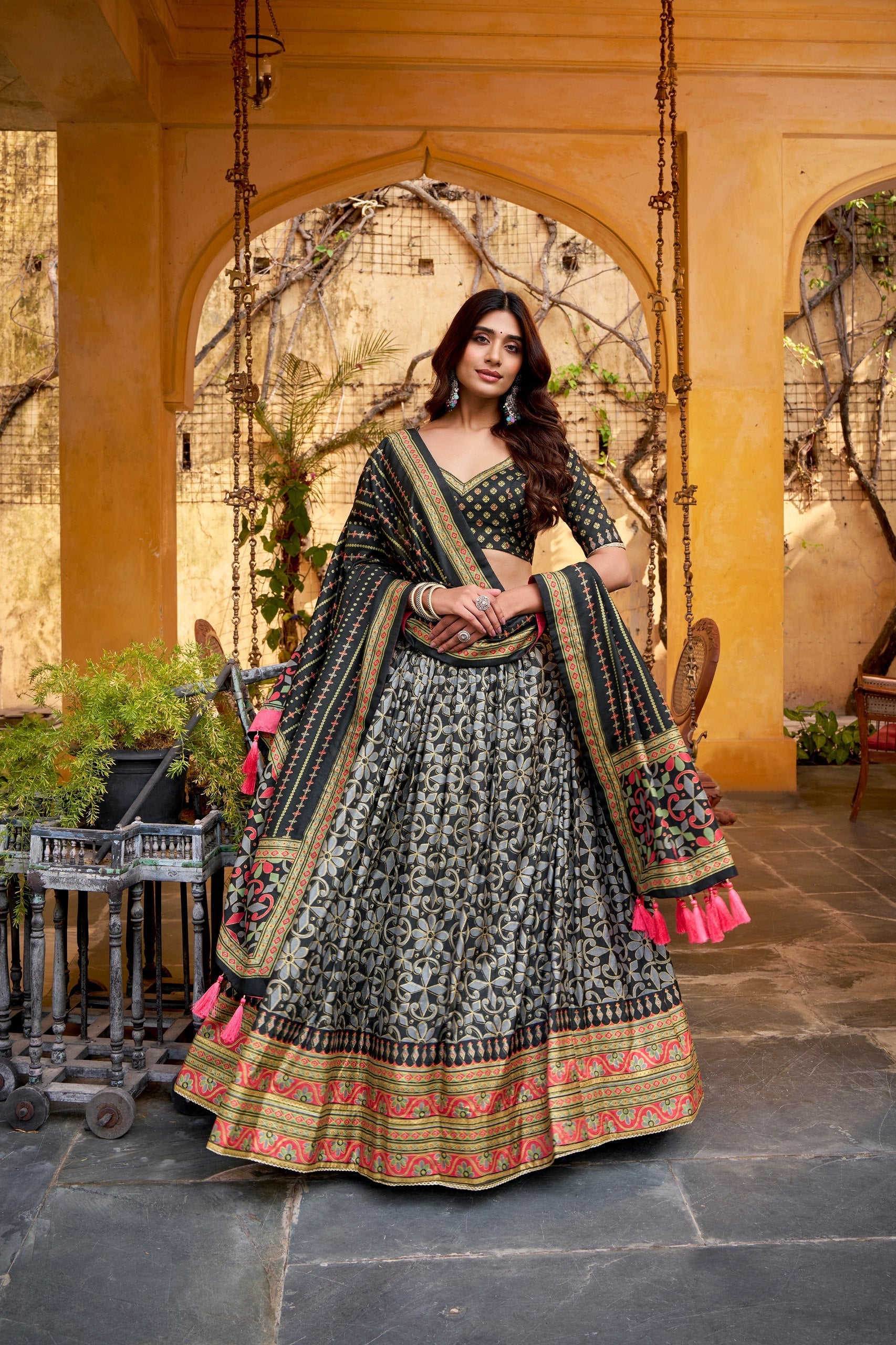 Tasar Silk Gotta Patti Lace Work Lehenga Choli