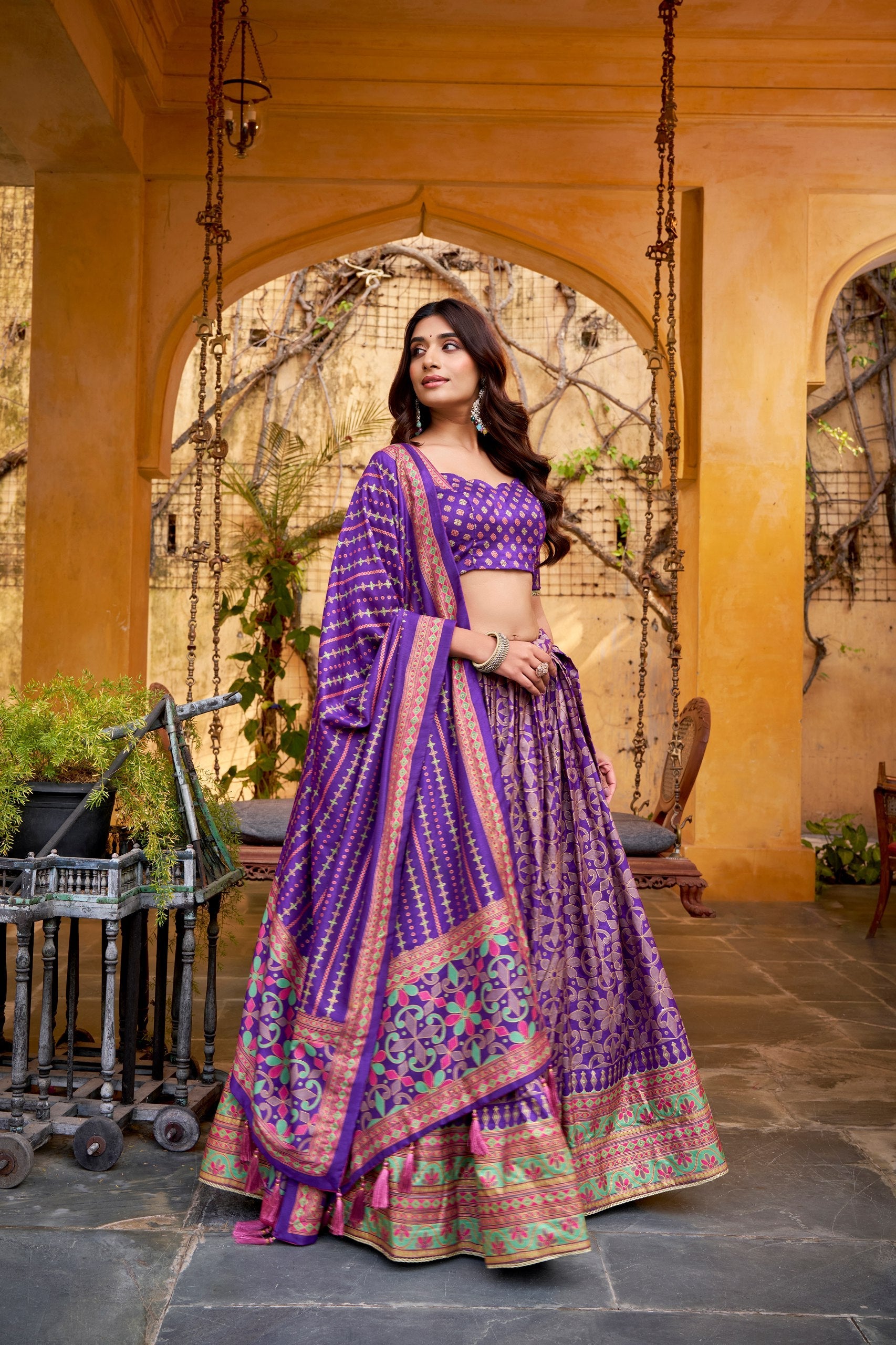 Tasar Silk Gotta Patti Lace Work Lehenga Choli