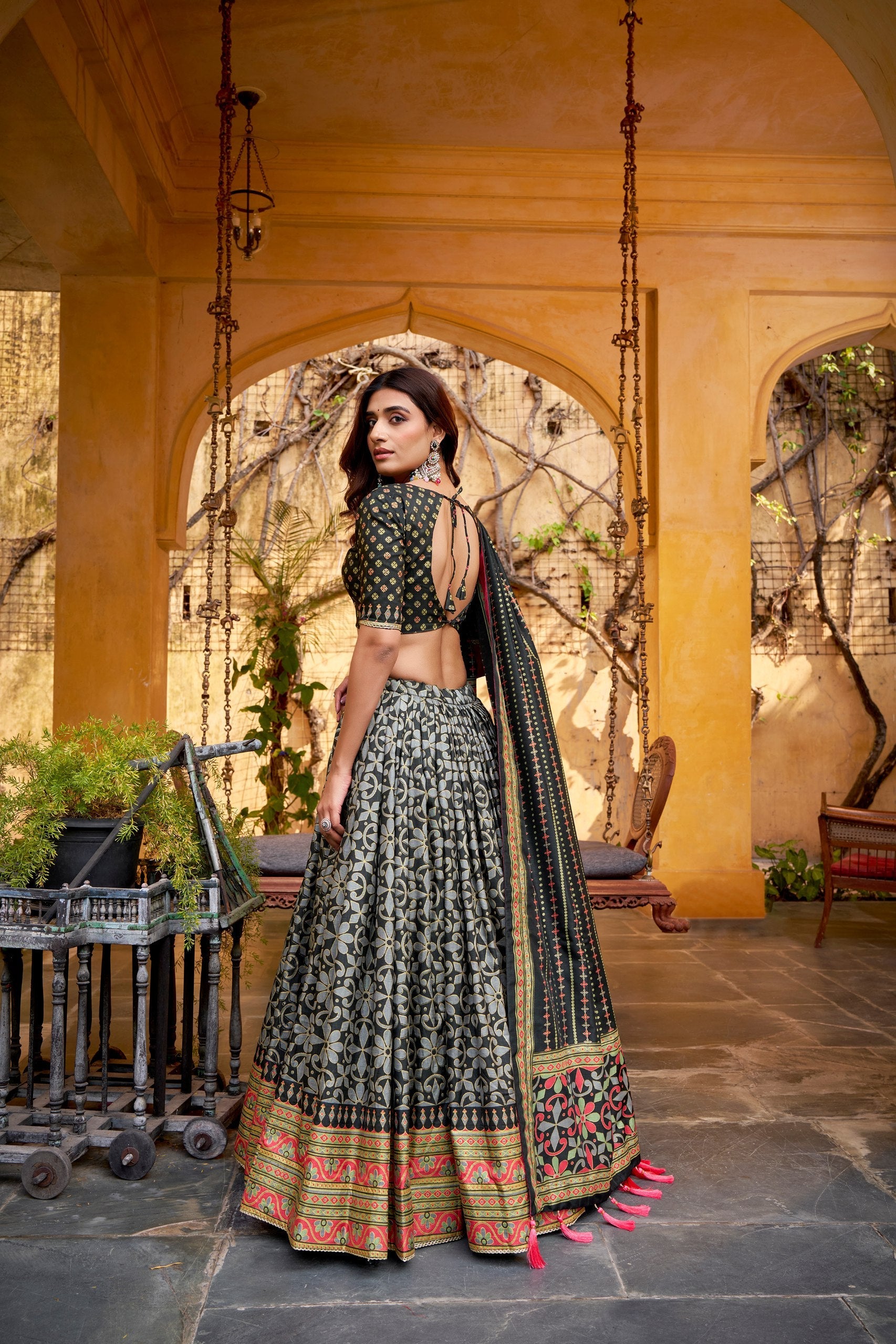 Tasar Silk Gotta Patti Lace Work Lehenga Choli