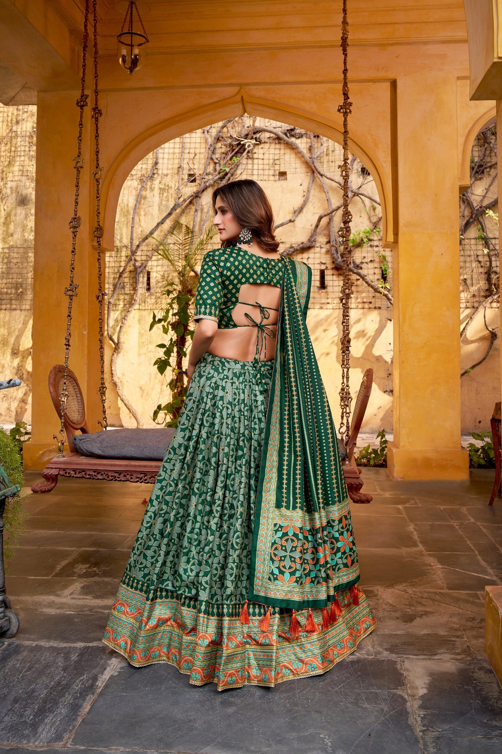 Tasar Silk Gotta Patti Lace Work Lehenga Choli