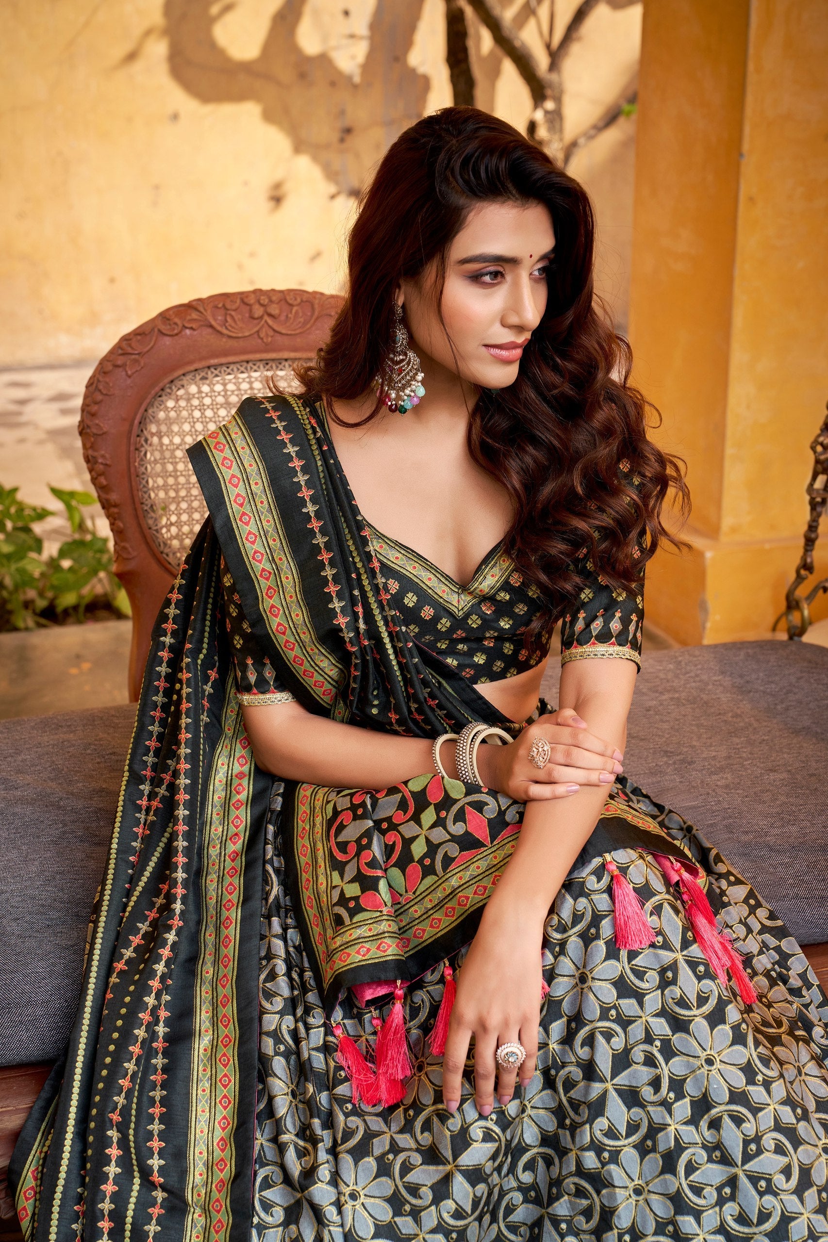 Tasar Silk Gotta Patti Lace Work Lehenga Choli