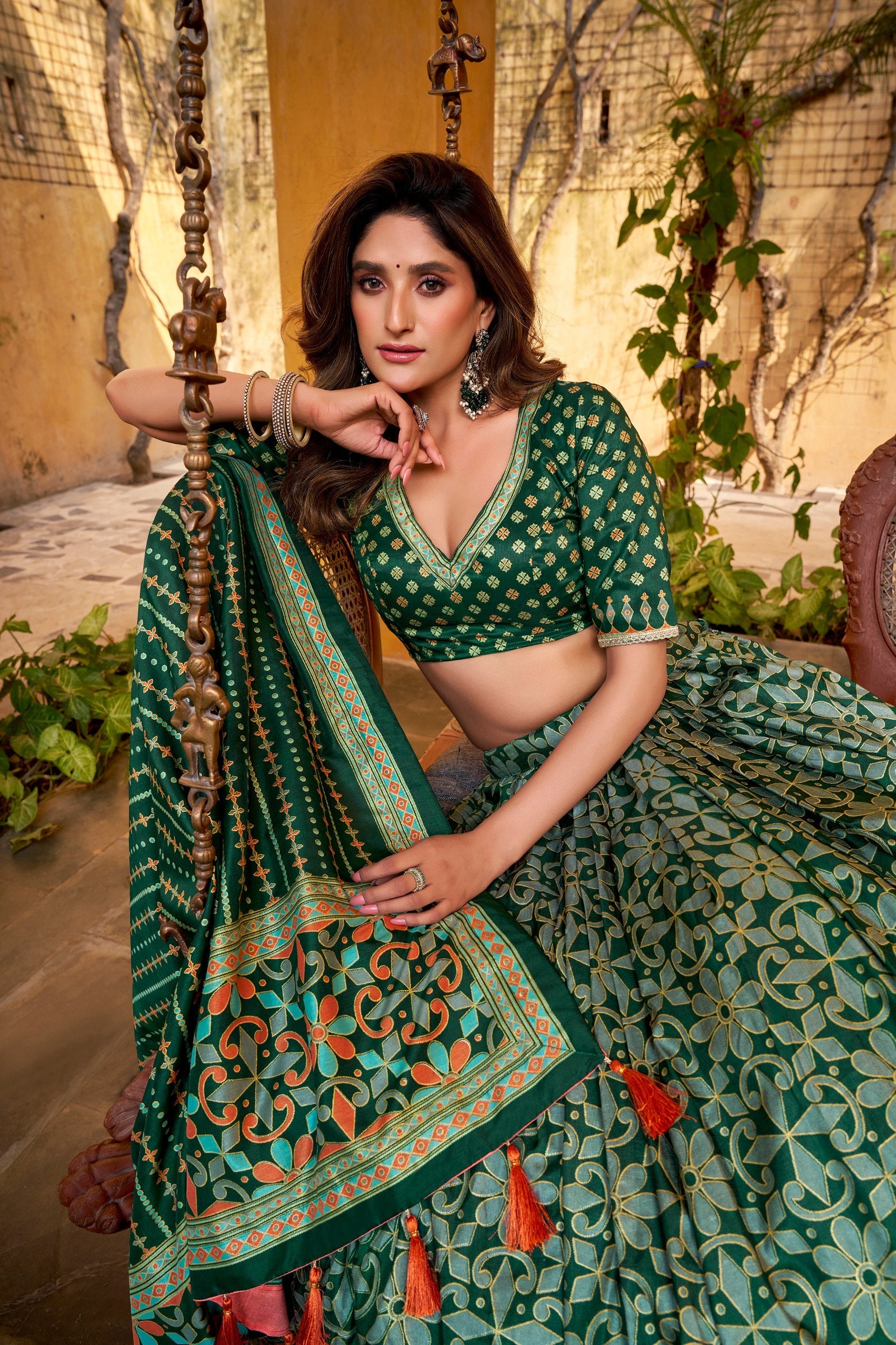 Tasar Silk Gotta Patti Lace Work Lehenga Choli