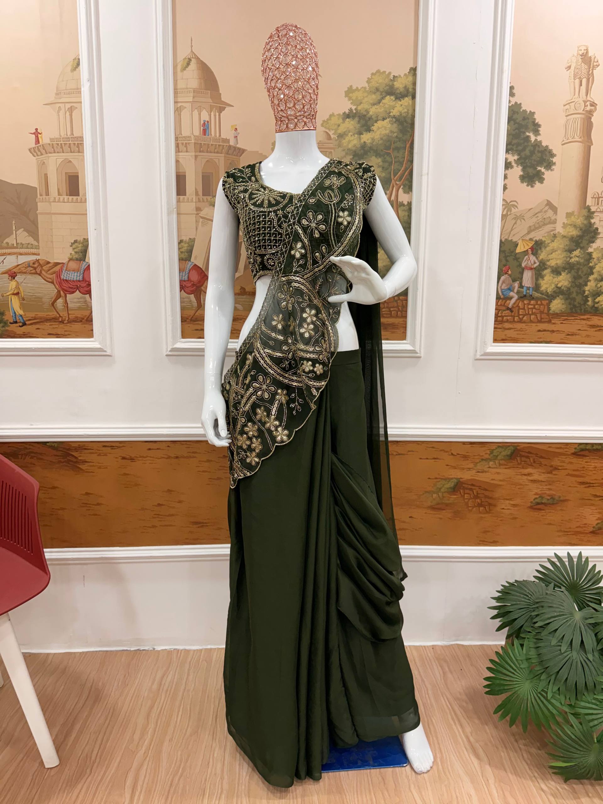 Premium Designer Saree with Heavy Embroidery Blouse – Elegant Party Wear