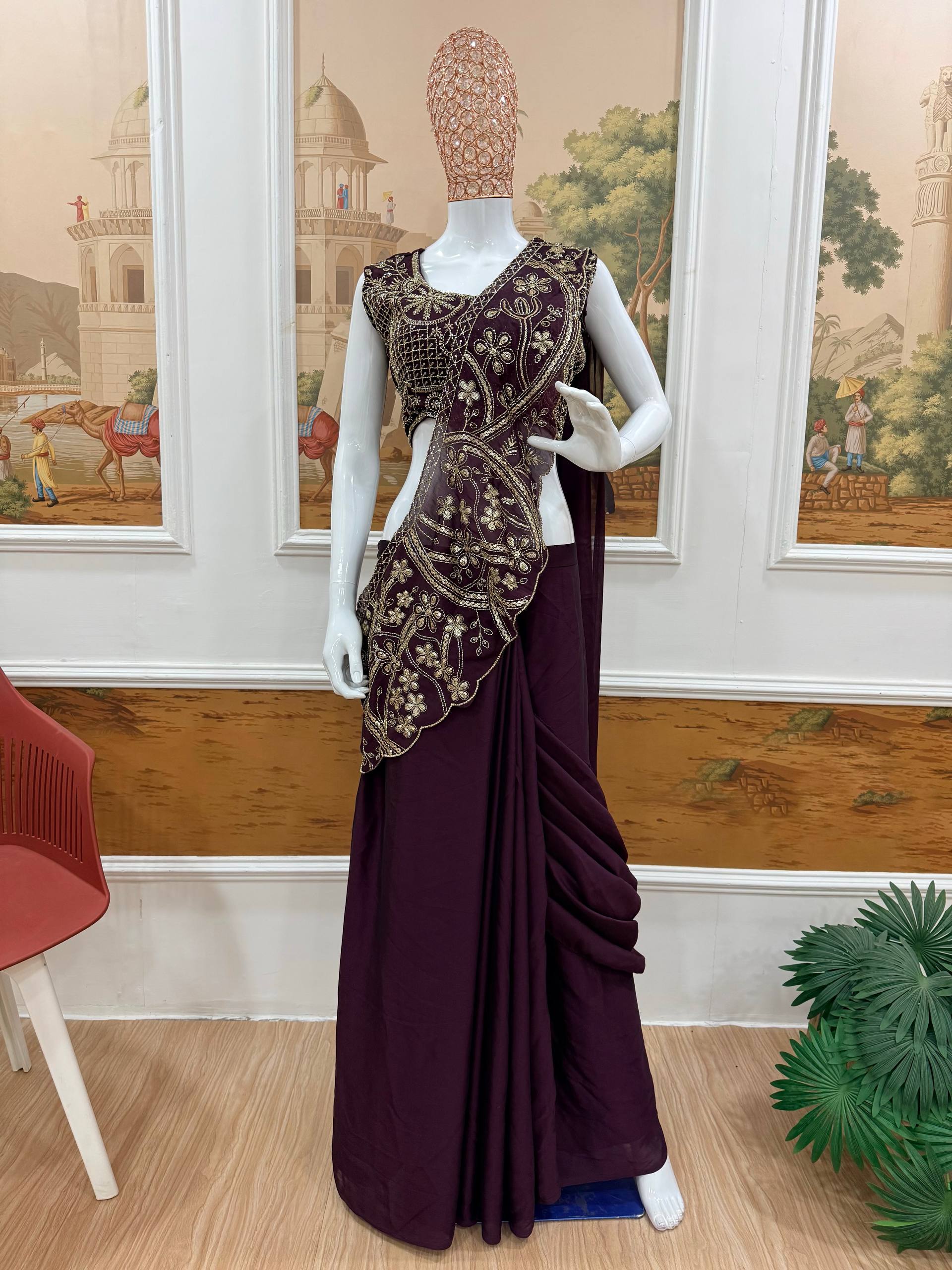 Premium Designer Saree with Heavy Embroidery Blouse – Elegant Party Wear