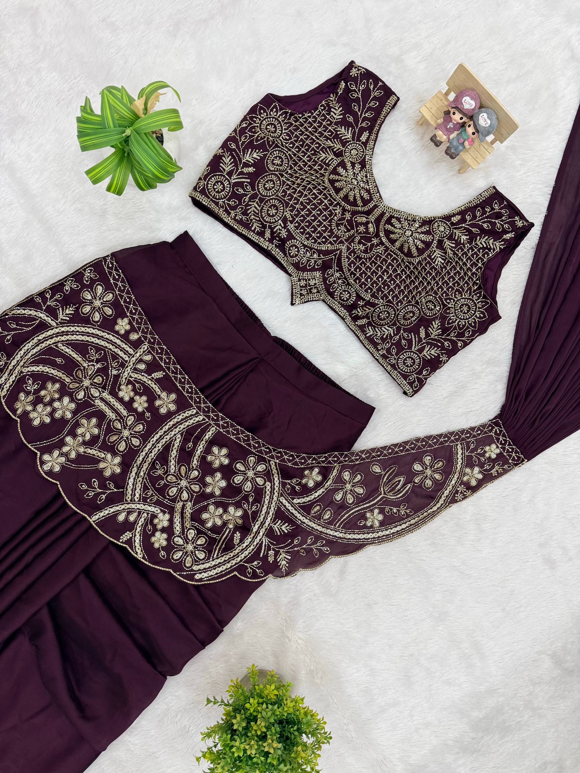 Premium Designer Saree with Heavy Embroidery Blouse – Elegant Party Wear