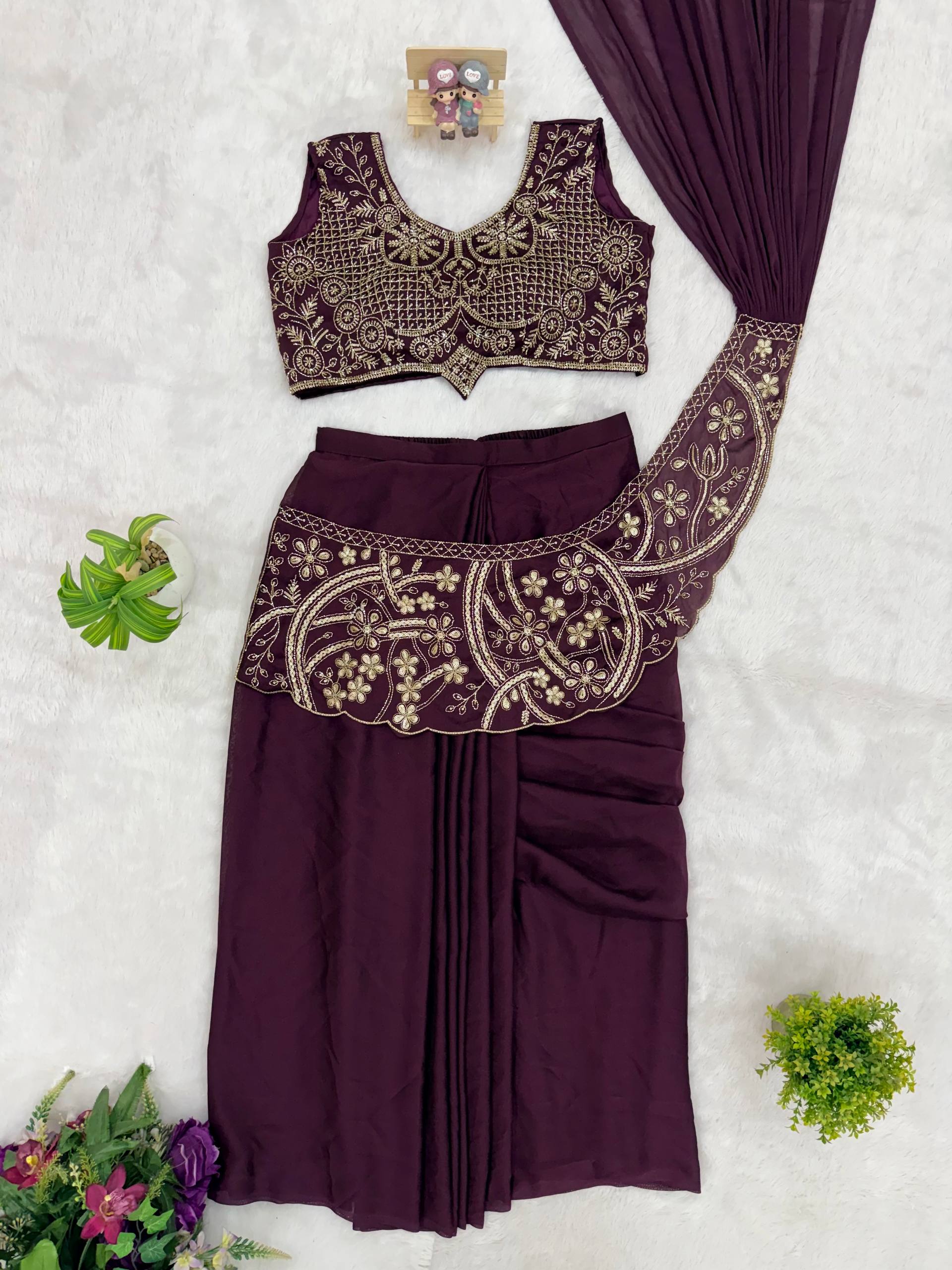 Premium Designer Saree with Heavy Embroidery Blouse – Elegant Party Wear