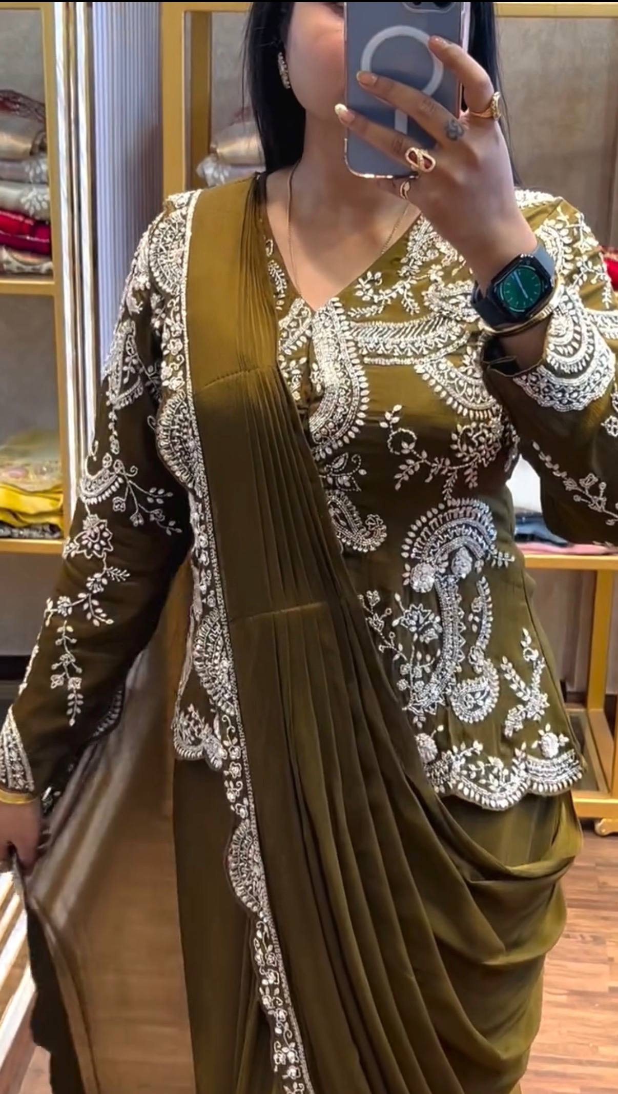 Designer Ready-to-Wear Saree with Heavy Embroidered Jacket Blouse