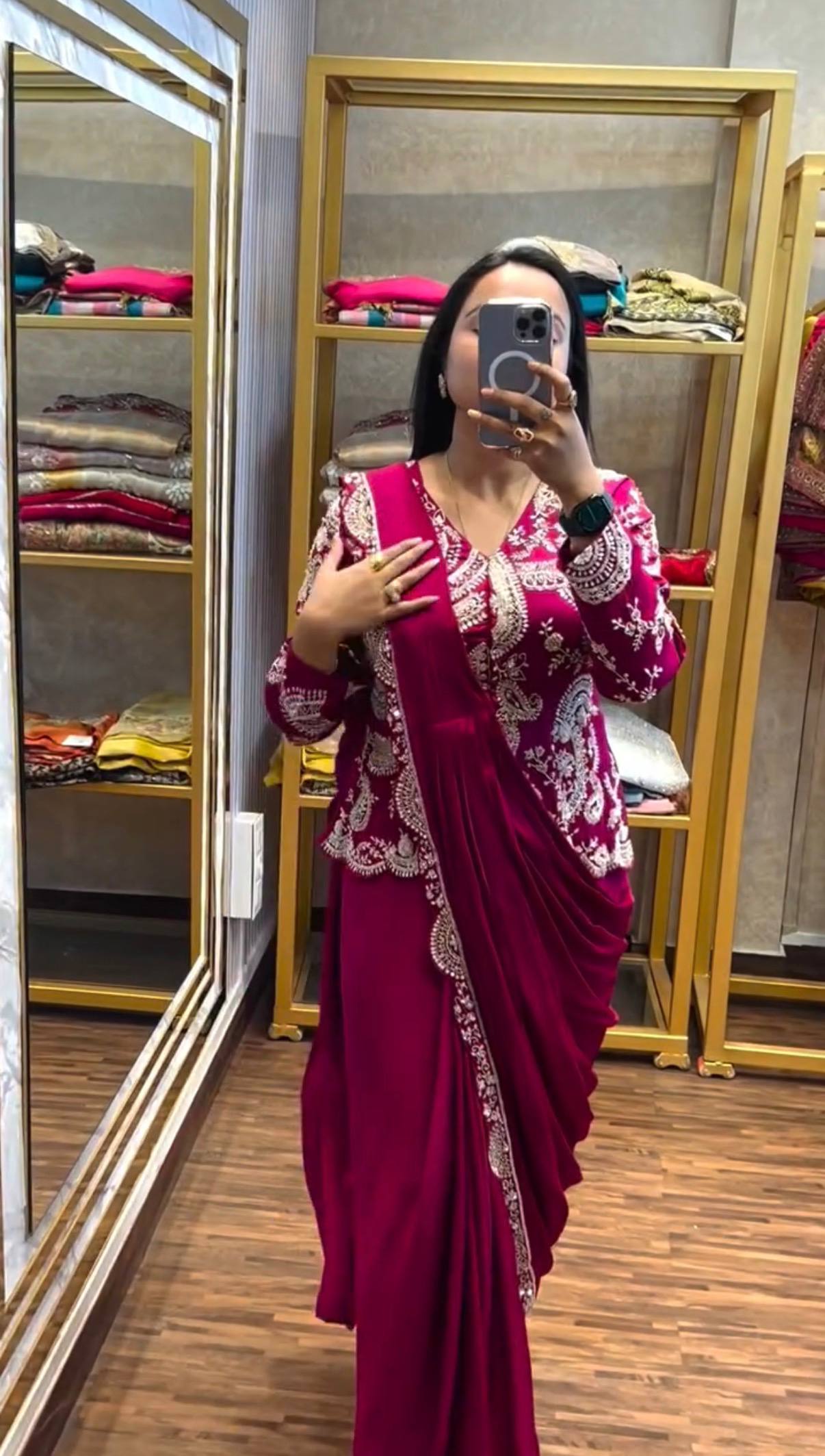 Designer Ready-to-Wear Saree with Heavy Embroidered Jacket Blouse