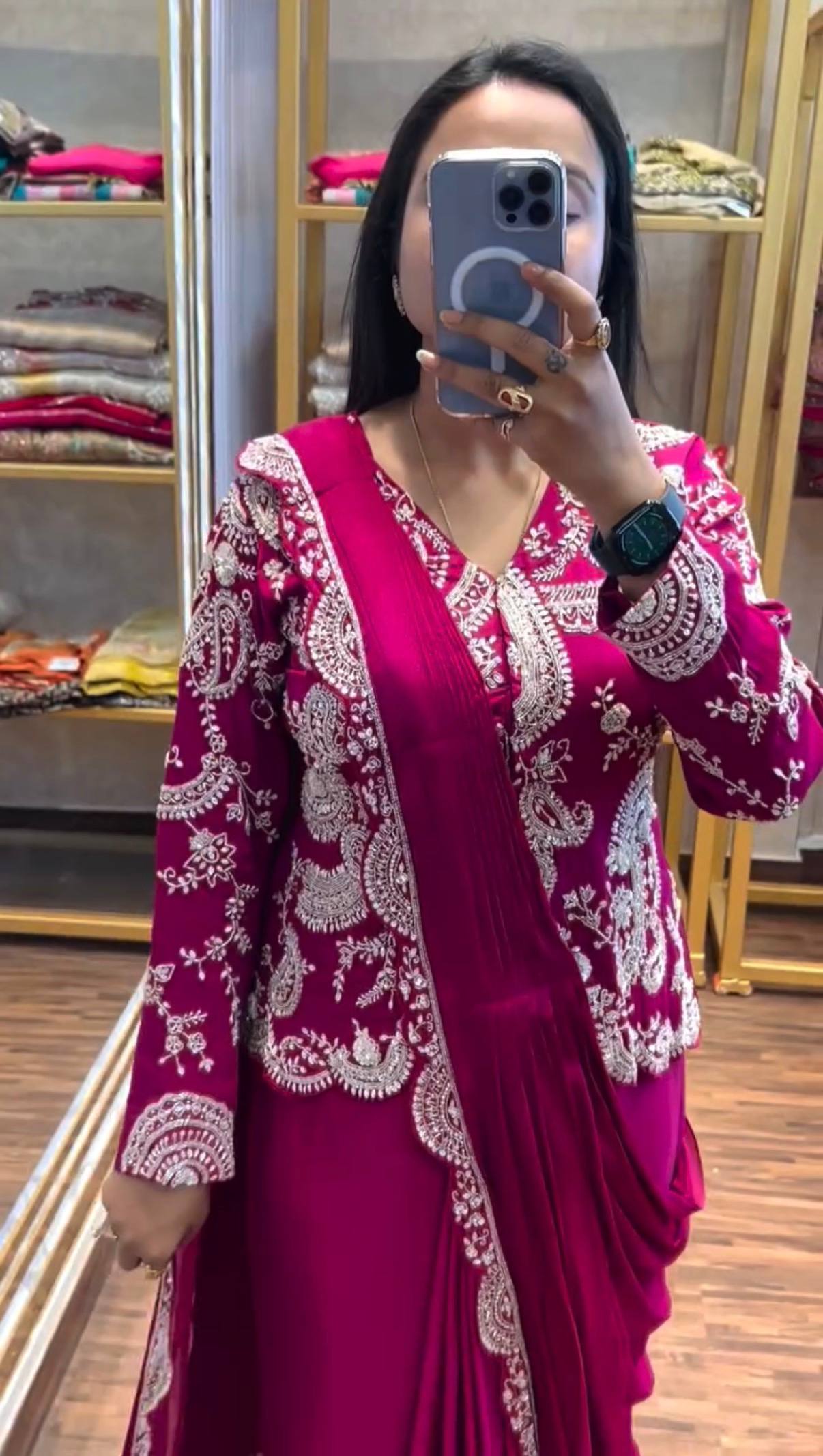 Designer Ready-to-Wear Saree with Heavy Embroidered Jacket Blouse