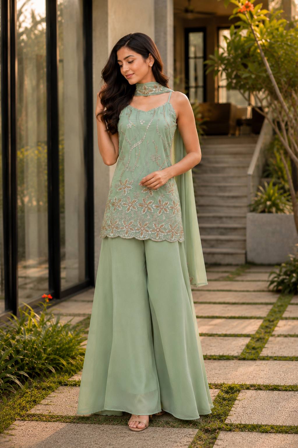 NEW LAUNCHING HEAVY 3 PIECES SUIT PAIR WITH EMBROIDERY WORK & FANCY LACE