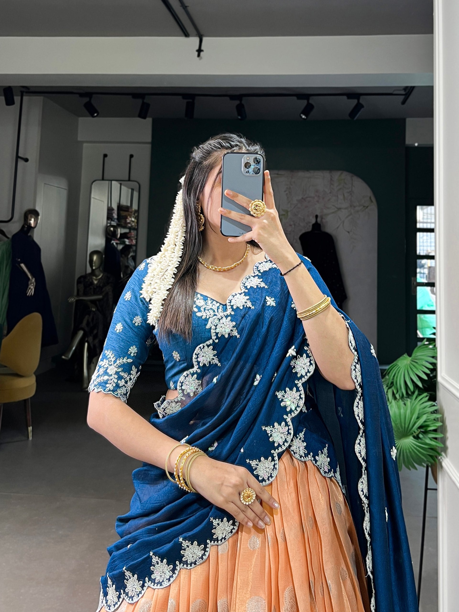 Women's Designer Ready to Wear Lehenga Saree | Embroidered Blouse with Belt Style Drape | Party Wear, Wedding & Festive Ethnic Wear
