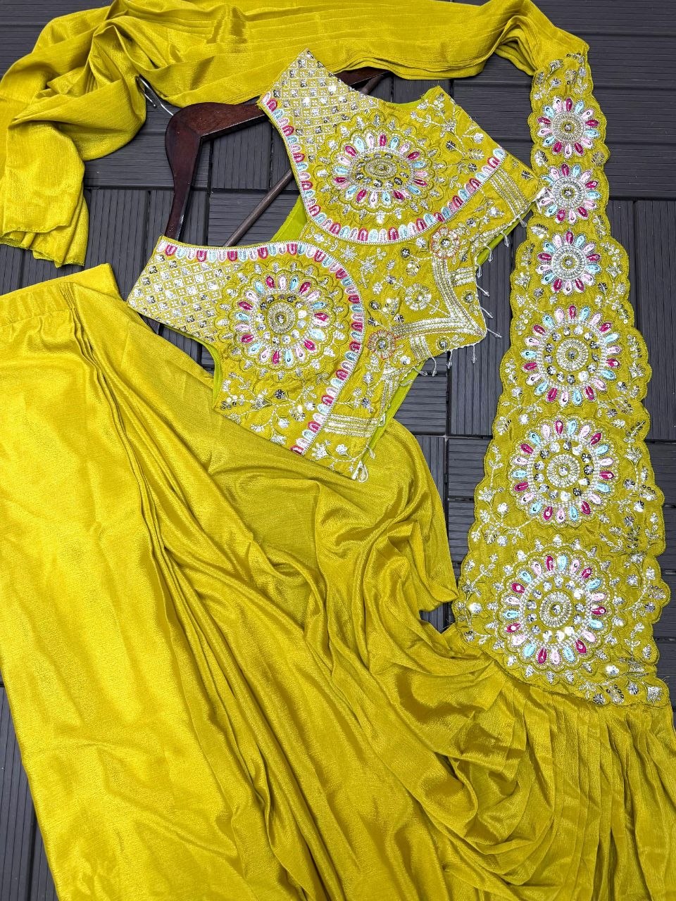 New Super Trending Embroidery Sequence work ready to wear saree with Embroidery Blouse
