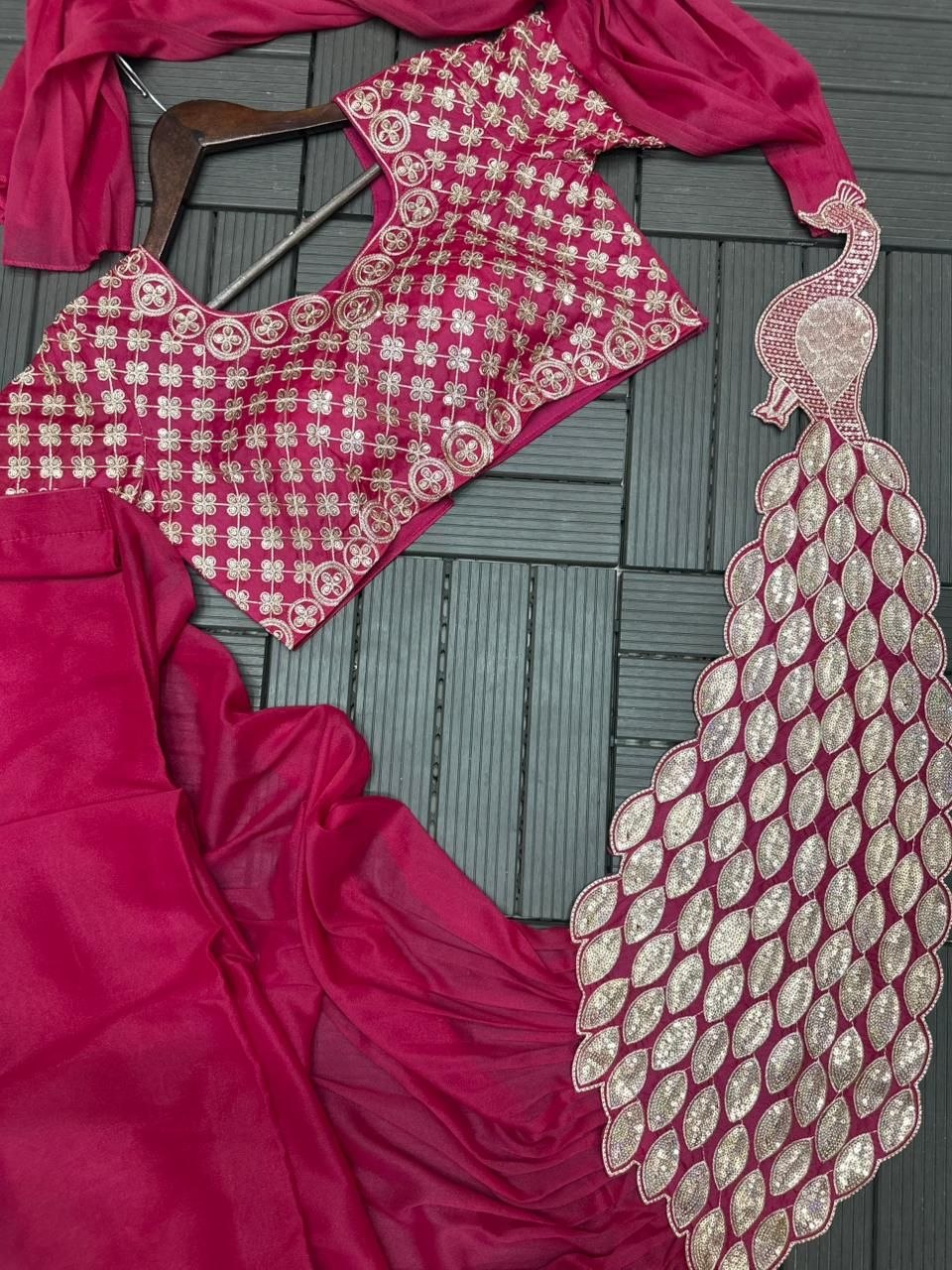 New Super Trending Embroidery Sequence work ready to wear saree with Embroidery Blouse