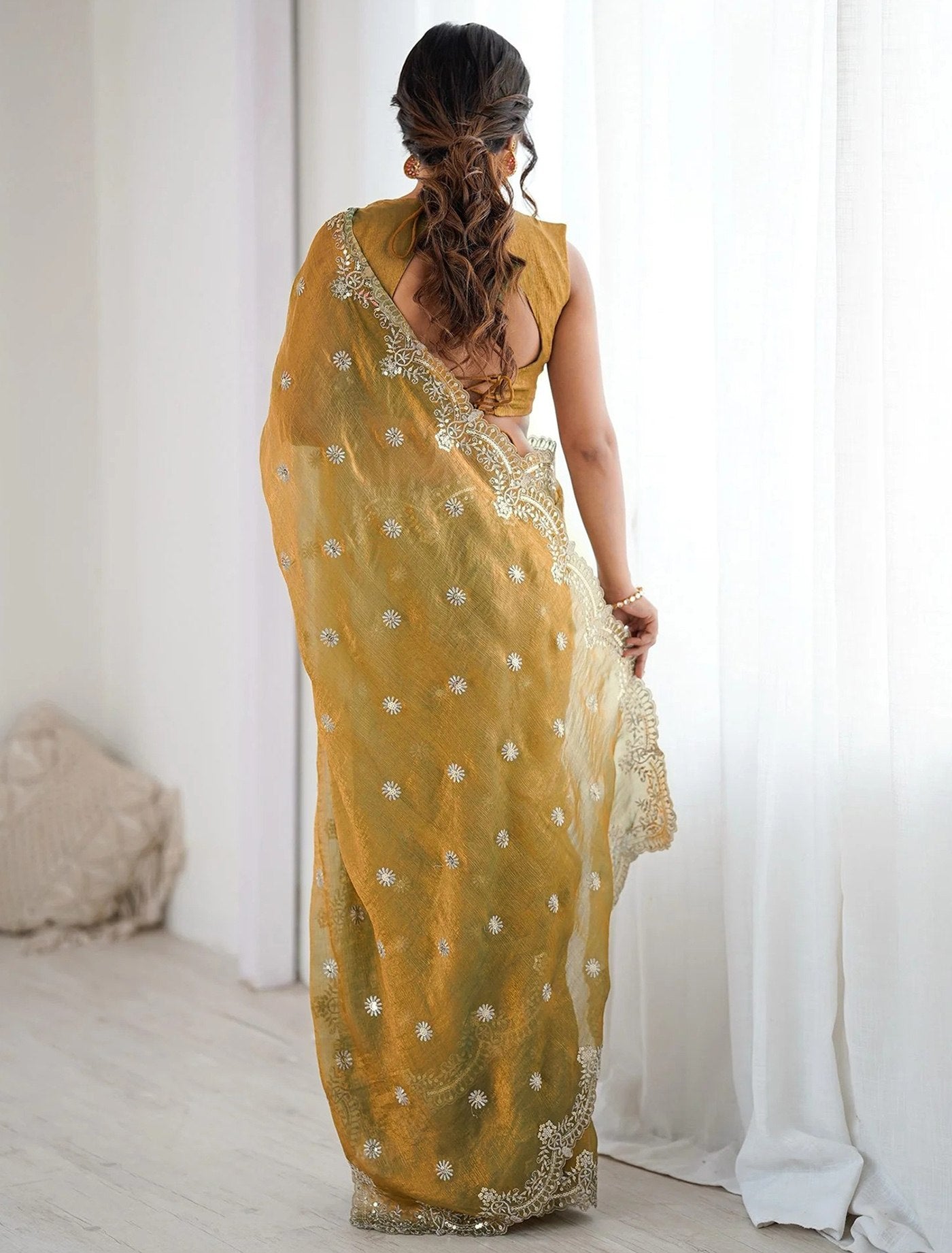 Luxury Party Wear Saree with Rich Embroidery & Blouse