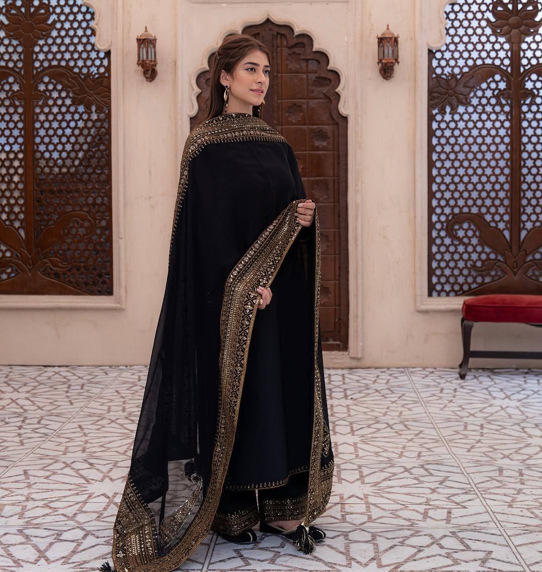 Kalashri – Royal Black Embroidered Sharara Set