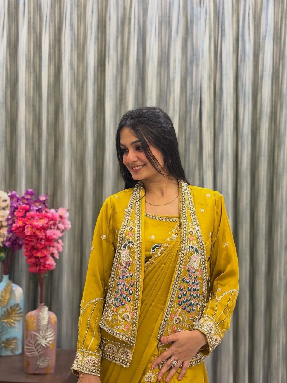 Mustard Elegance Ready-To-Wear Saree Set 💛