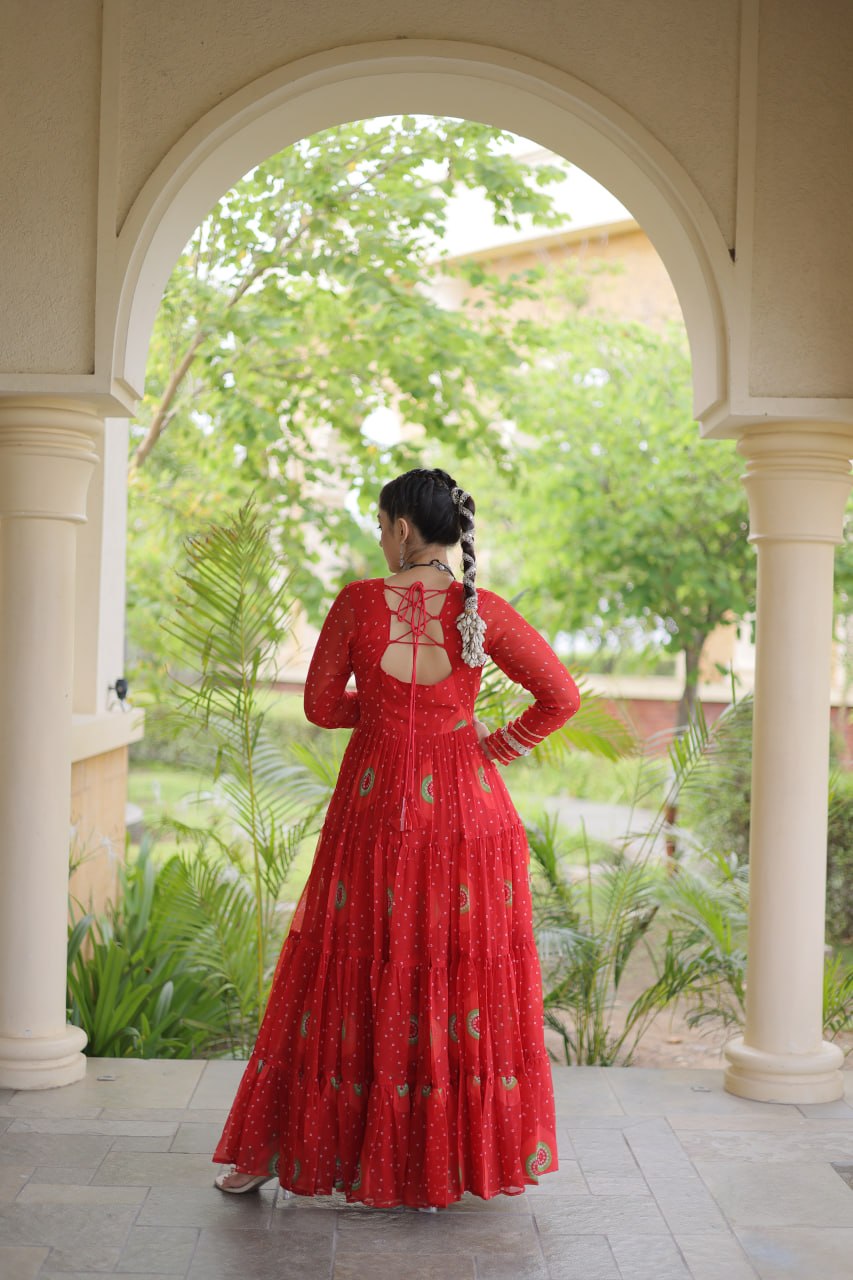 Women's Embroidered Georgette Anarkali Gown with Heavy Mirror Work – Party & Festive Wear