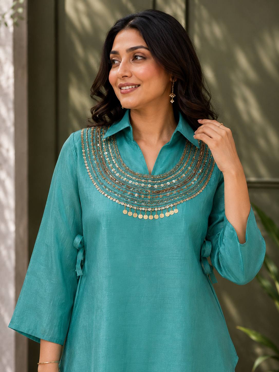 Women's Premium Embroidered Co-Ord Set with Wide Leg Palazzo | Designer Ethnic Party Wear Kurta Pant Set